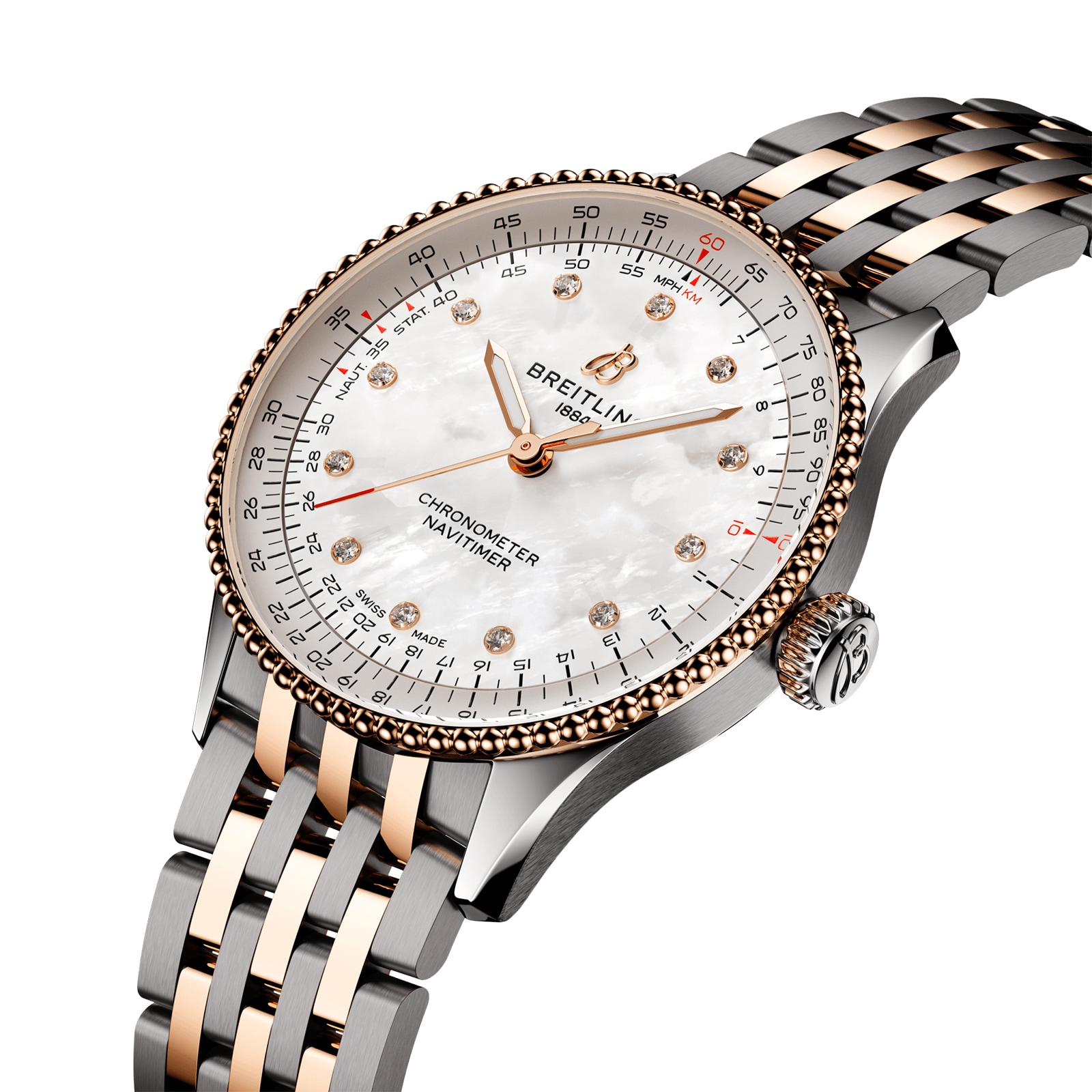 Breitling Navitimer 36mm Automatic - Stainless Steel & Rose Gold | White Dial - Image 3