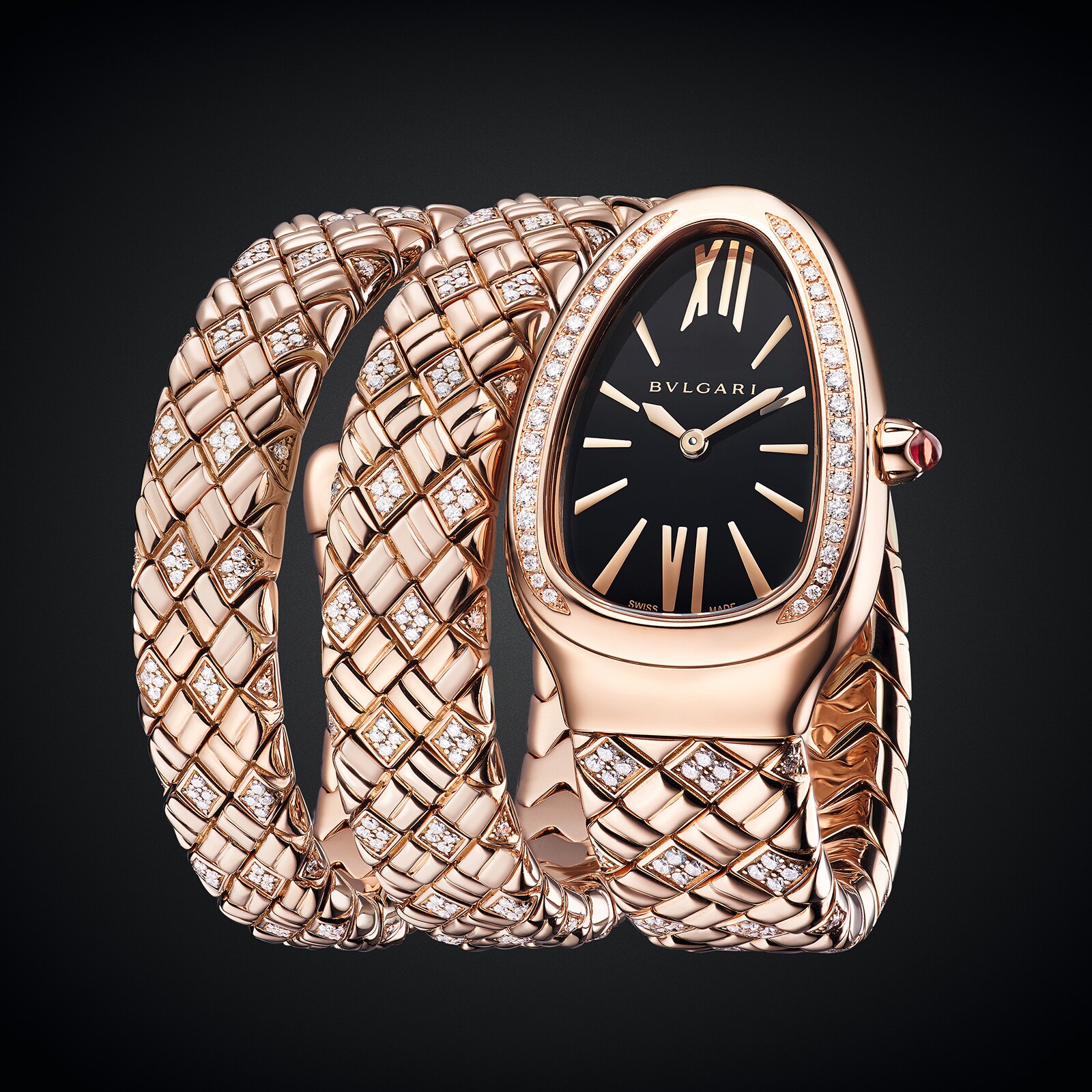 Bvlgari Serpenti 103252 Rose Gold Quartz Watch - 35mm Gold Dial | Replica - Image 3