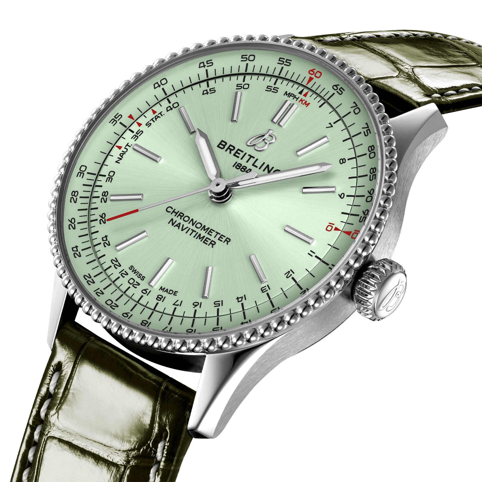 Breitling Navitimer 36mm Automatic Green Dial Stainless Steel Watch - Image 3