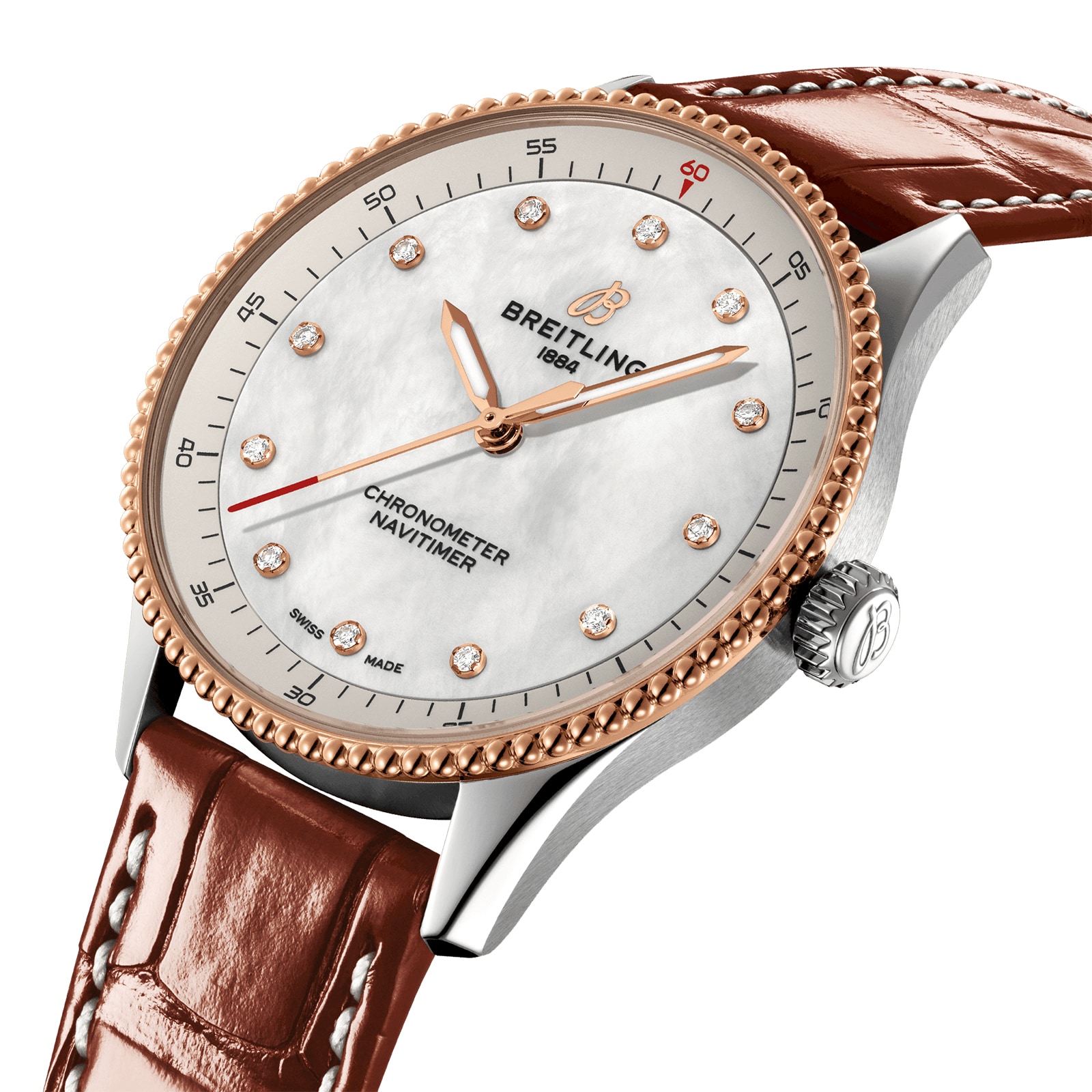 Breitling Navitimer 32mm White Dial - Stainless Steel & Rose Gold Quartz - Image 3
