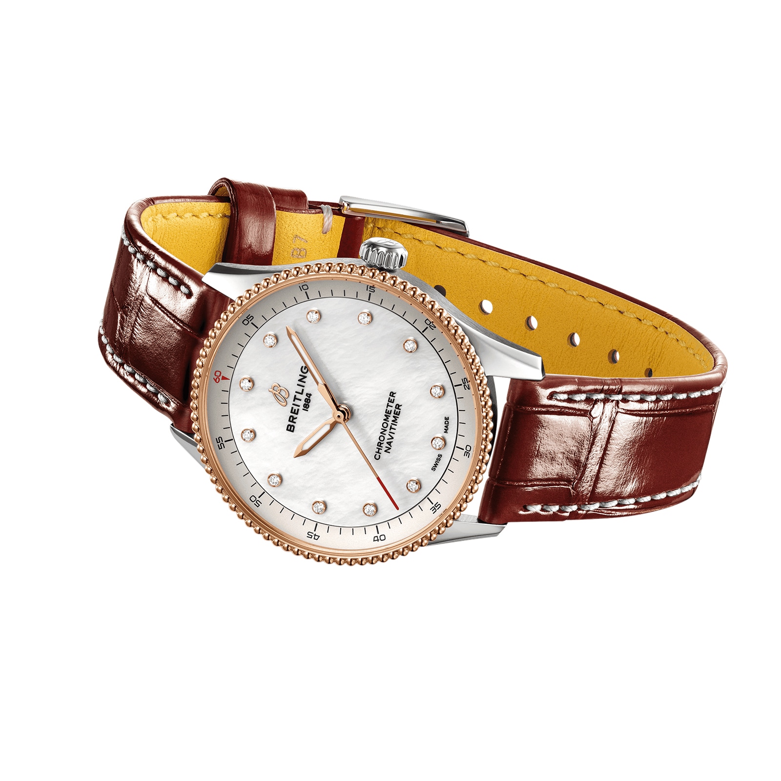 Breitling Navitimer 32mm White Dial - Stainless Steel & Rose Gold Quartz - Image 4