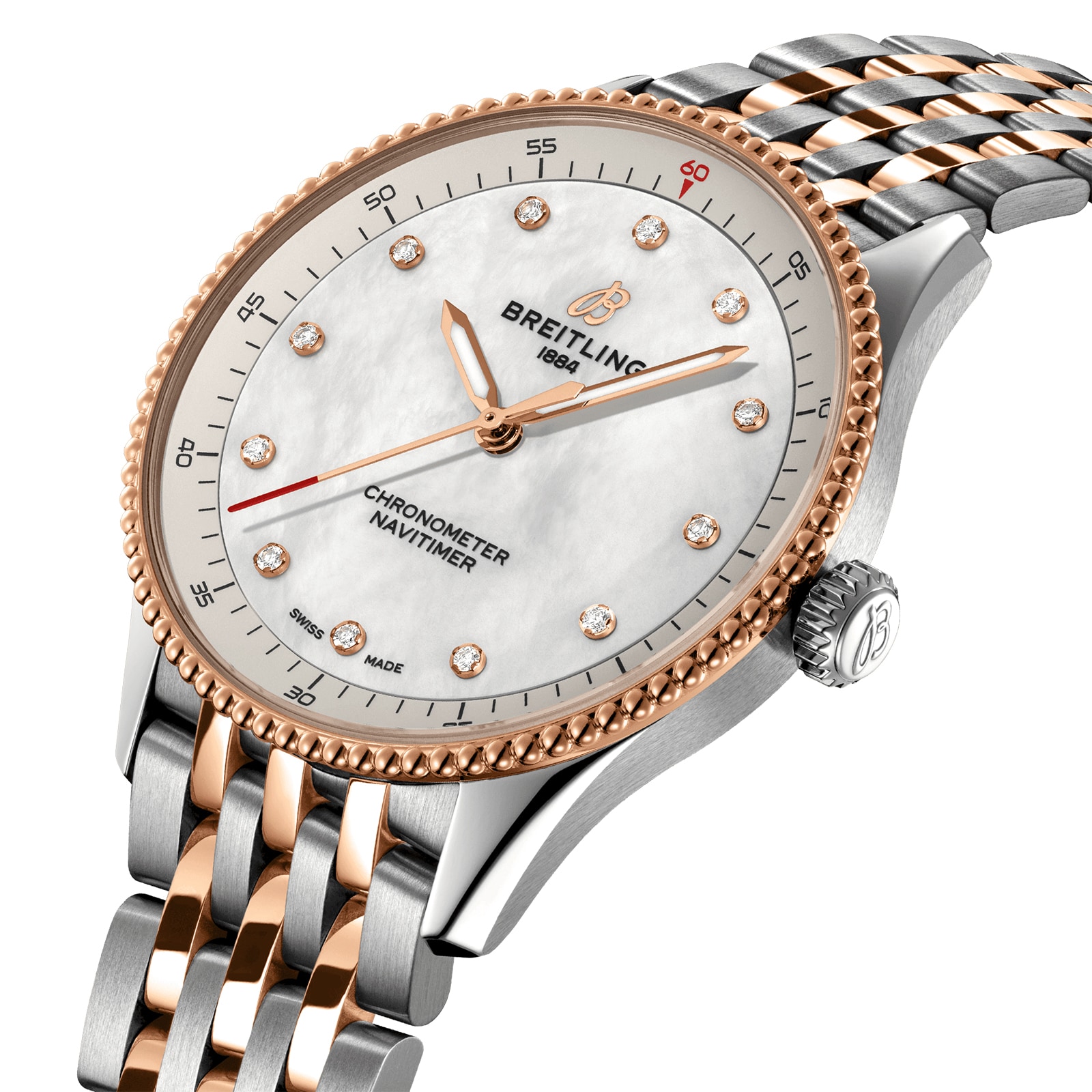 Breitling Navitimer 32mm White Dial - Stainless Steel & Rose Gold Quartz Watch - Image 3