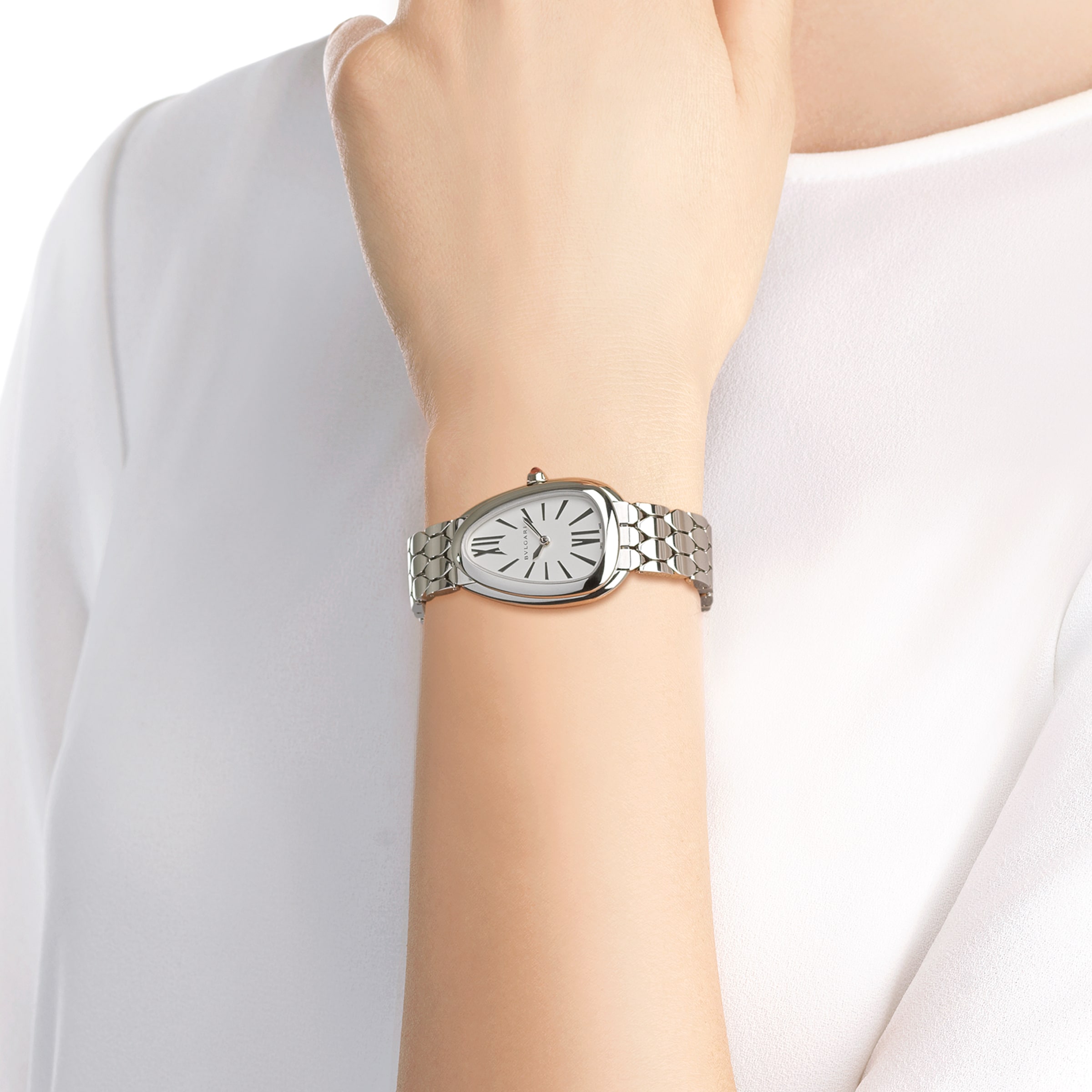 Bvlgari Serpenti Seduttori 103141 | 33mm Stainless Steel Quartz Watch - White Dial - Image 4