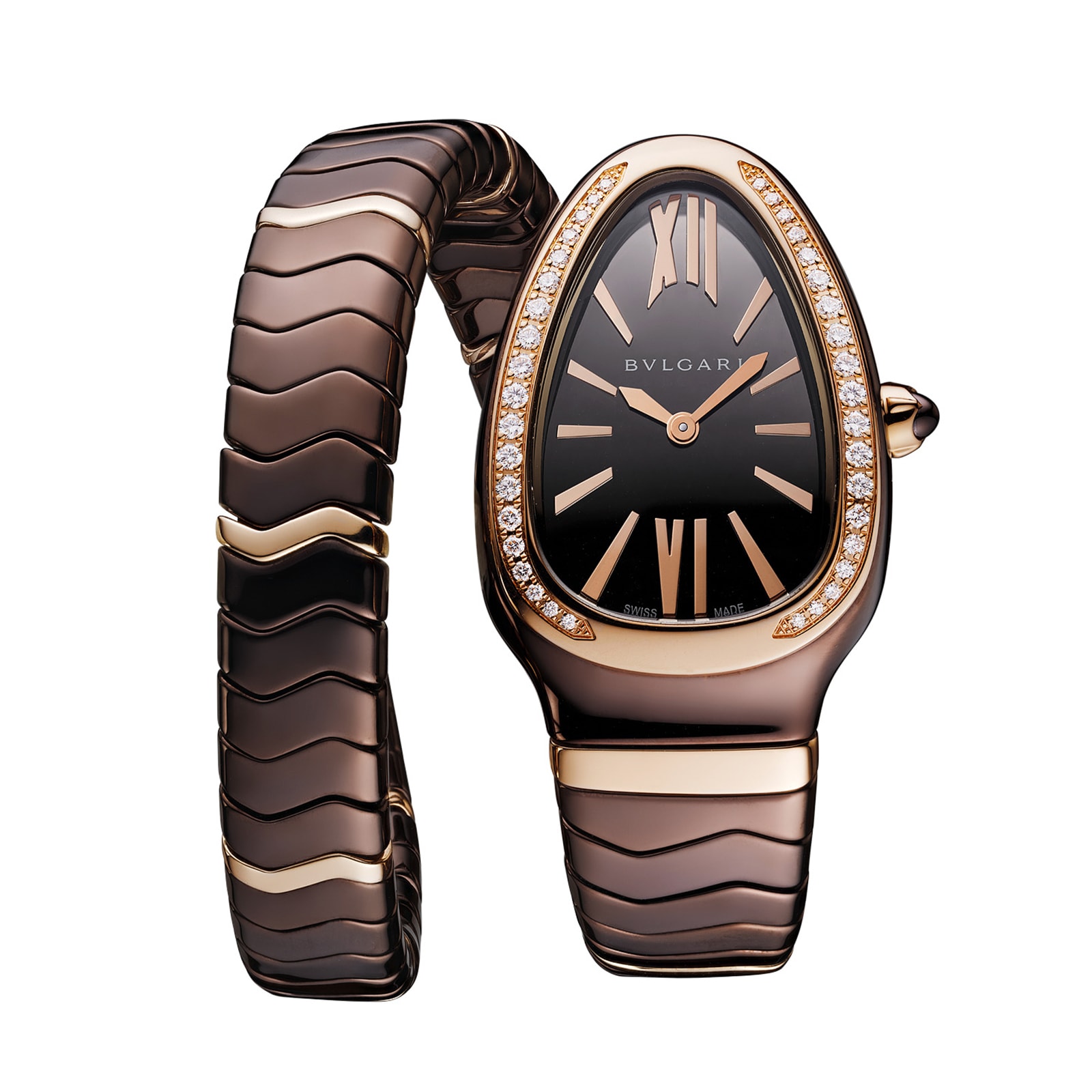 Bvlgari Serpenti 103060 Replica Watch | Ceramic & Gold | Brown Dial | 35mm - Image 3
