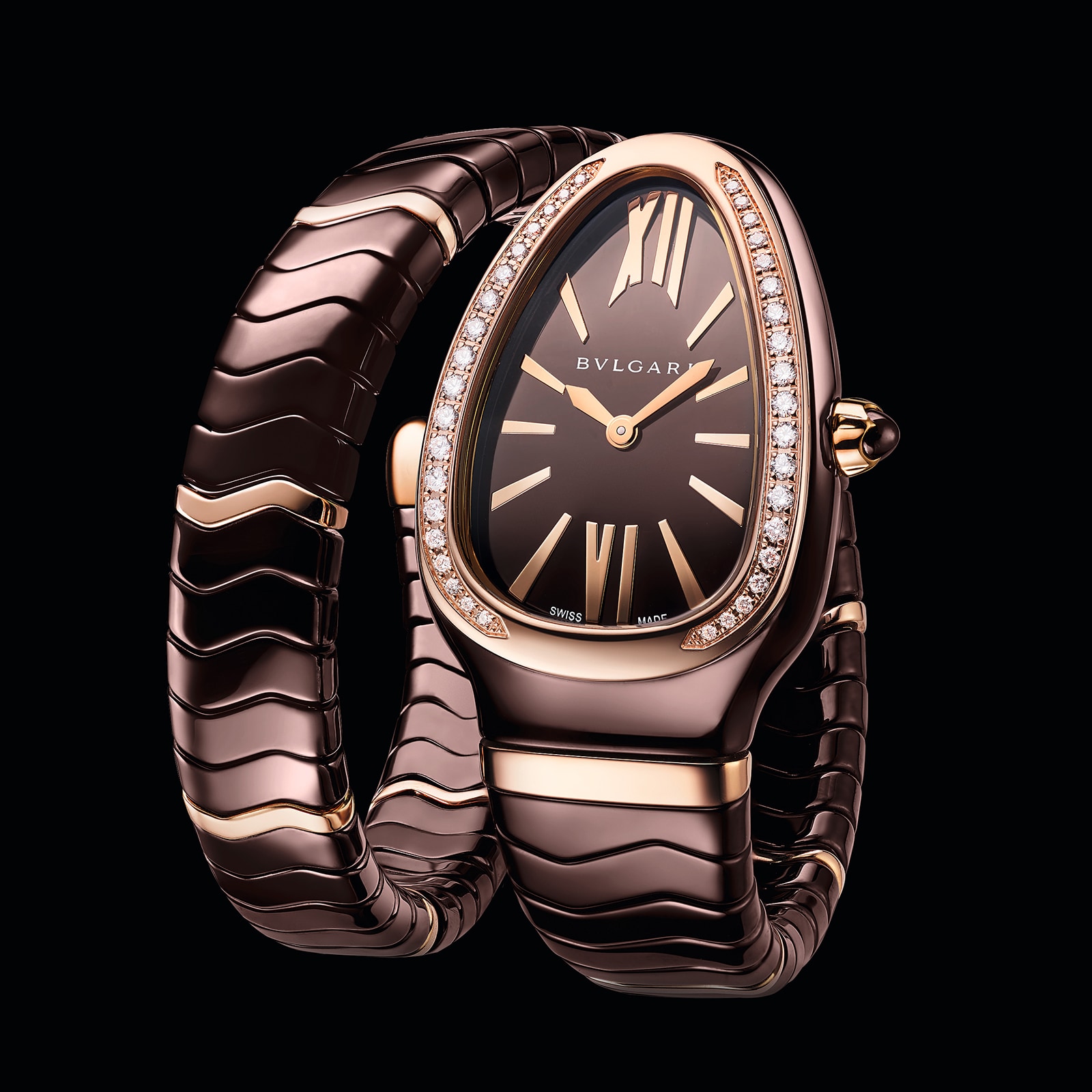 Bvlgari Serpenti 103060 Replica Watch | Ceramic & Gold | Brown Dial | 35mm - Image 4