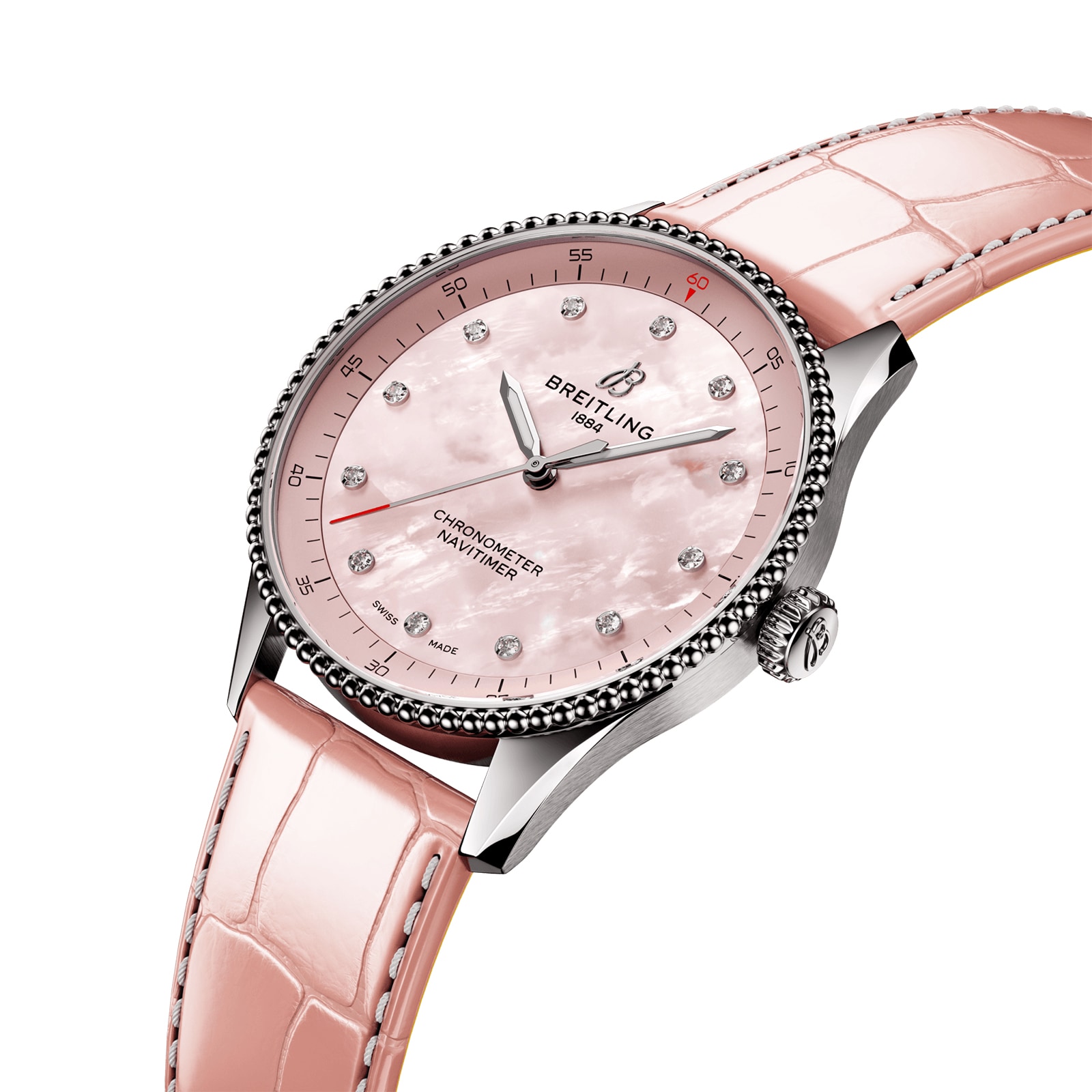 Breitling Navitimer 32mm Pink Dial Quartz Watch - Stainless Steel - Image 3