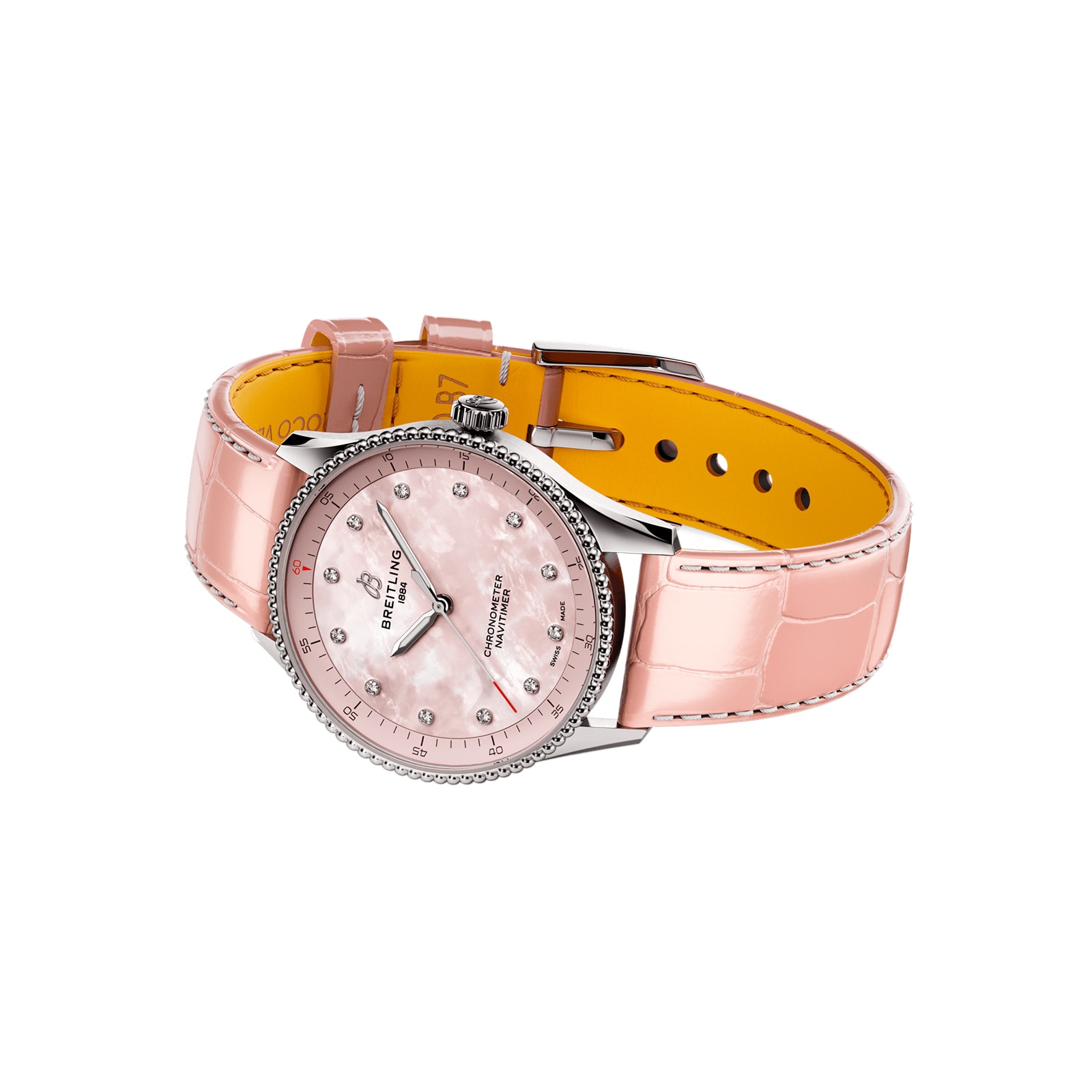 Breitling Navitimer 32mm Pink Dial Quartz Watch - Stainless Steel - Image 4