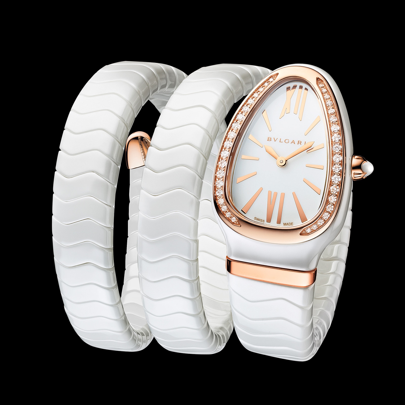 Bvlgari Serpenti 102886 Ceramic & Gold Watch | Quartz 35mm White Dial - Image 4
