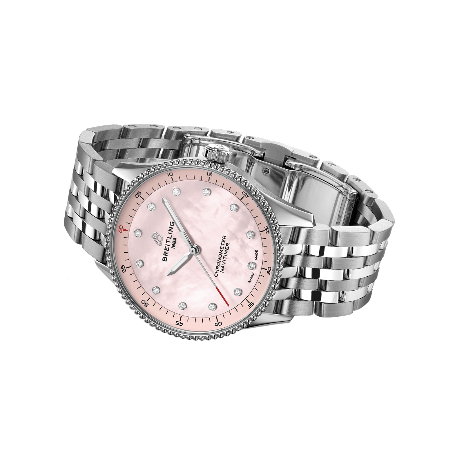 Breitling Navitimer 32mm Pink Dial | Stainless Steel Quartz Watch - Image 4