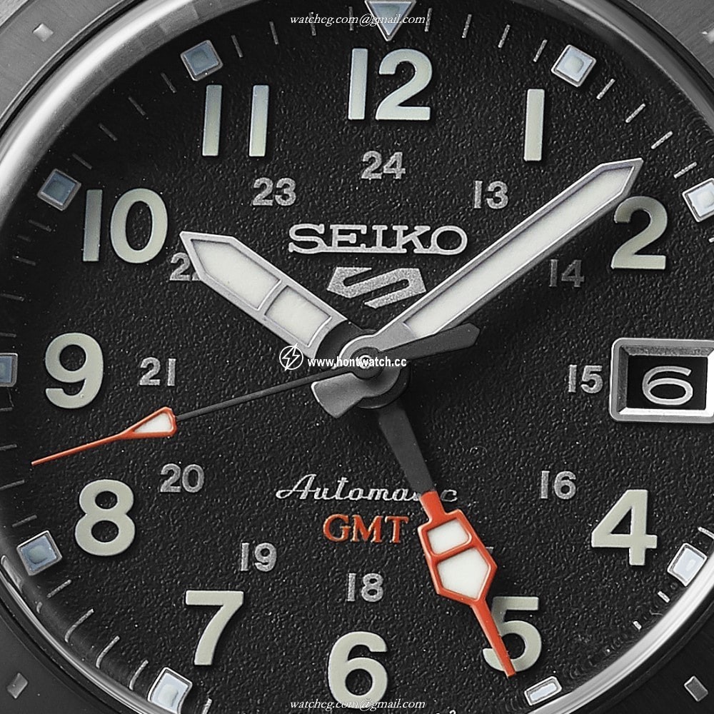 Seiko 5 Sports SSK025k1 Automatic GMT Watch - Black Dial & Leather Strap - Image 2
