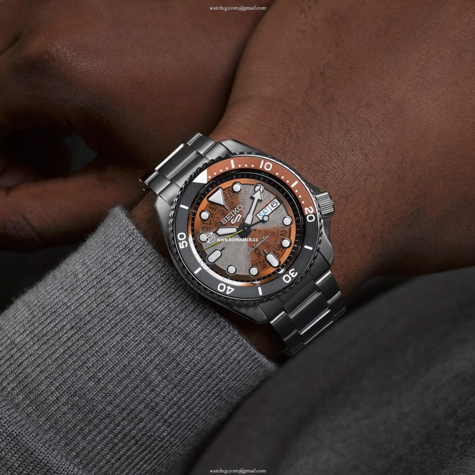 Seiko 5 Sports SRPJ47K1 - Orange Dial Manual Winding Watch - 42.5mm - Image 2