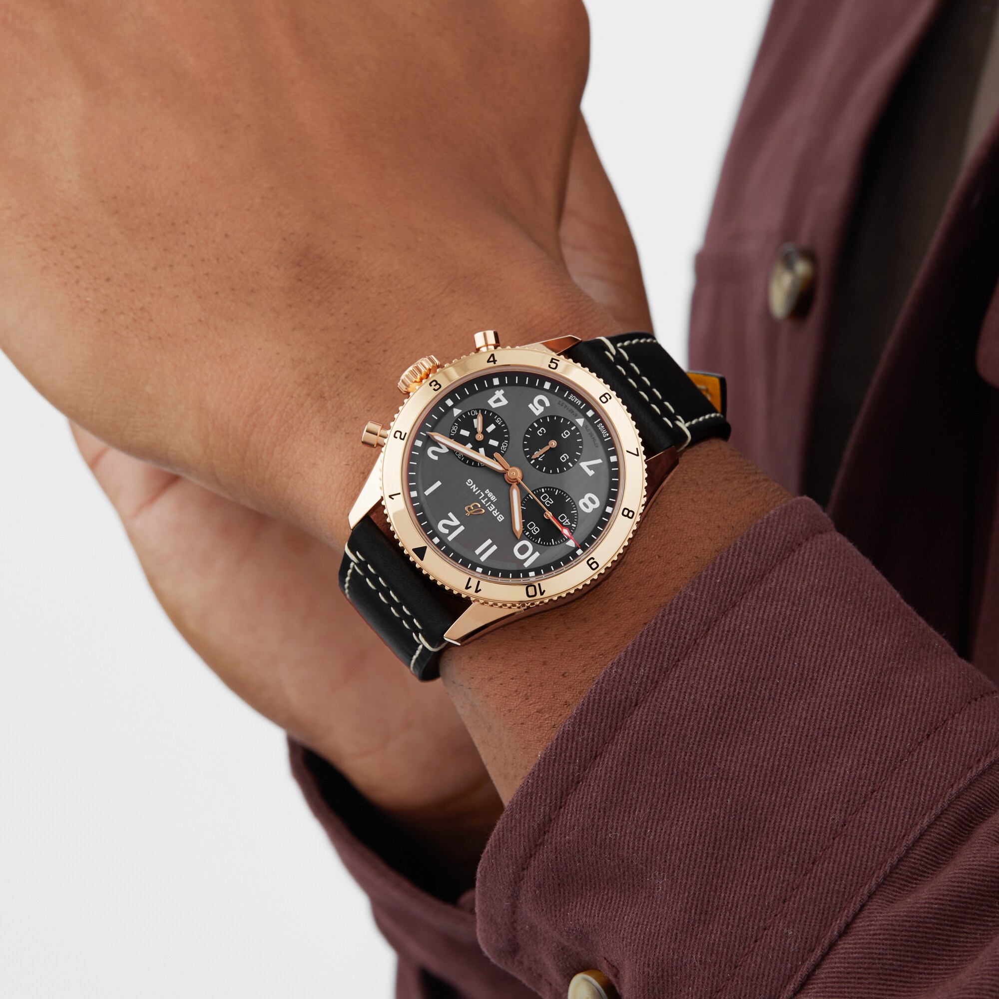 Breitling Aviator 8 42mm Automatic - 18ct Rose Gold Black Dial Replica - Image 3