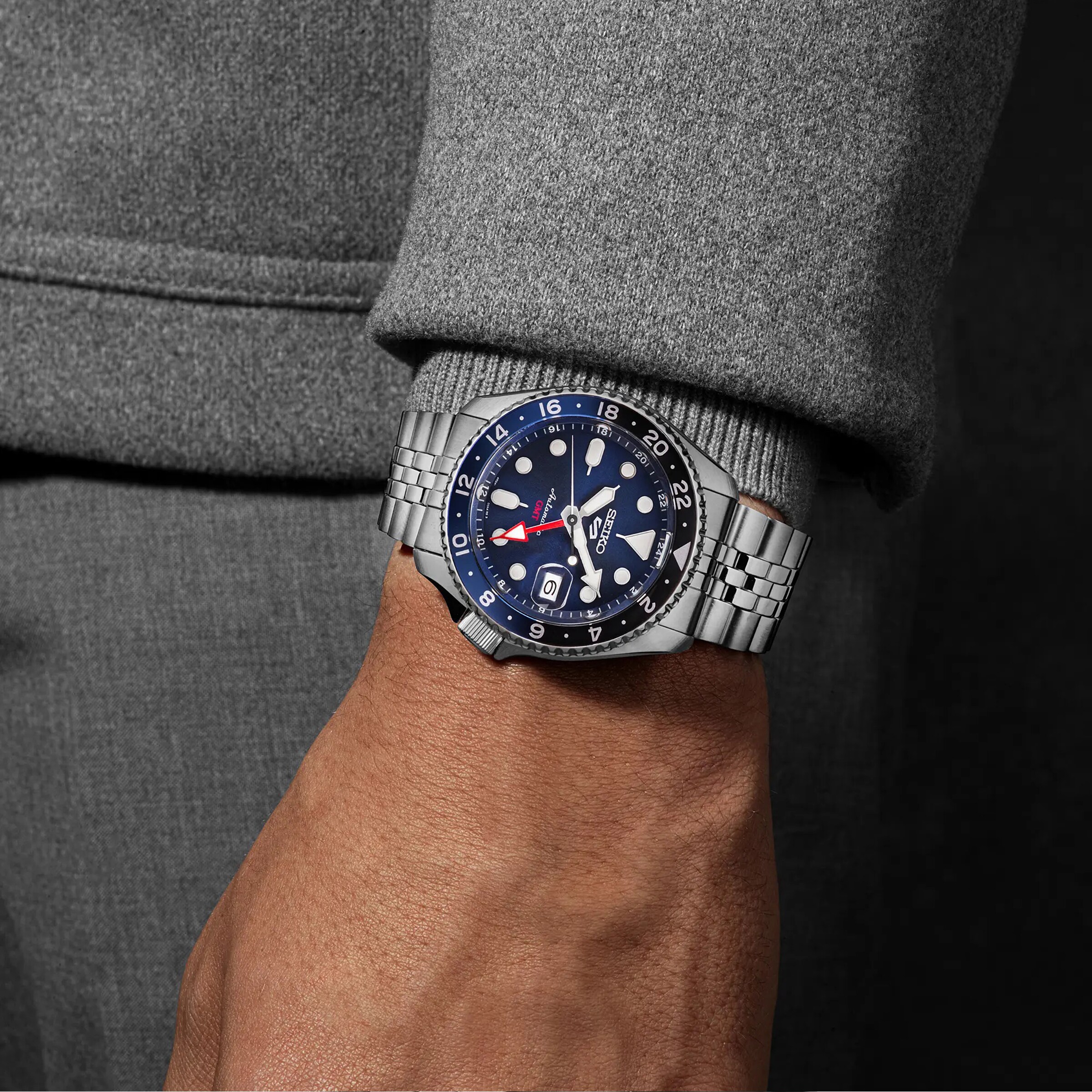 Seiko 5 Sports SSK003K1 Automatic GMT Blue Dial - Stainless Steel - Image 4
