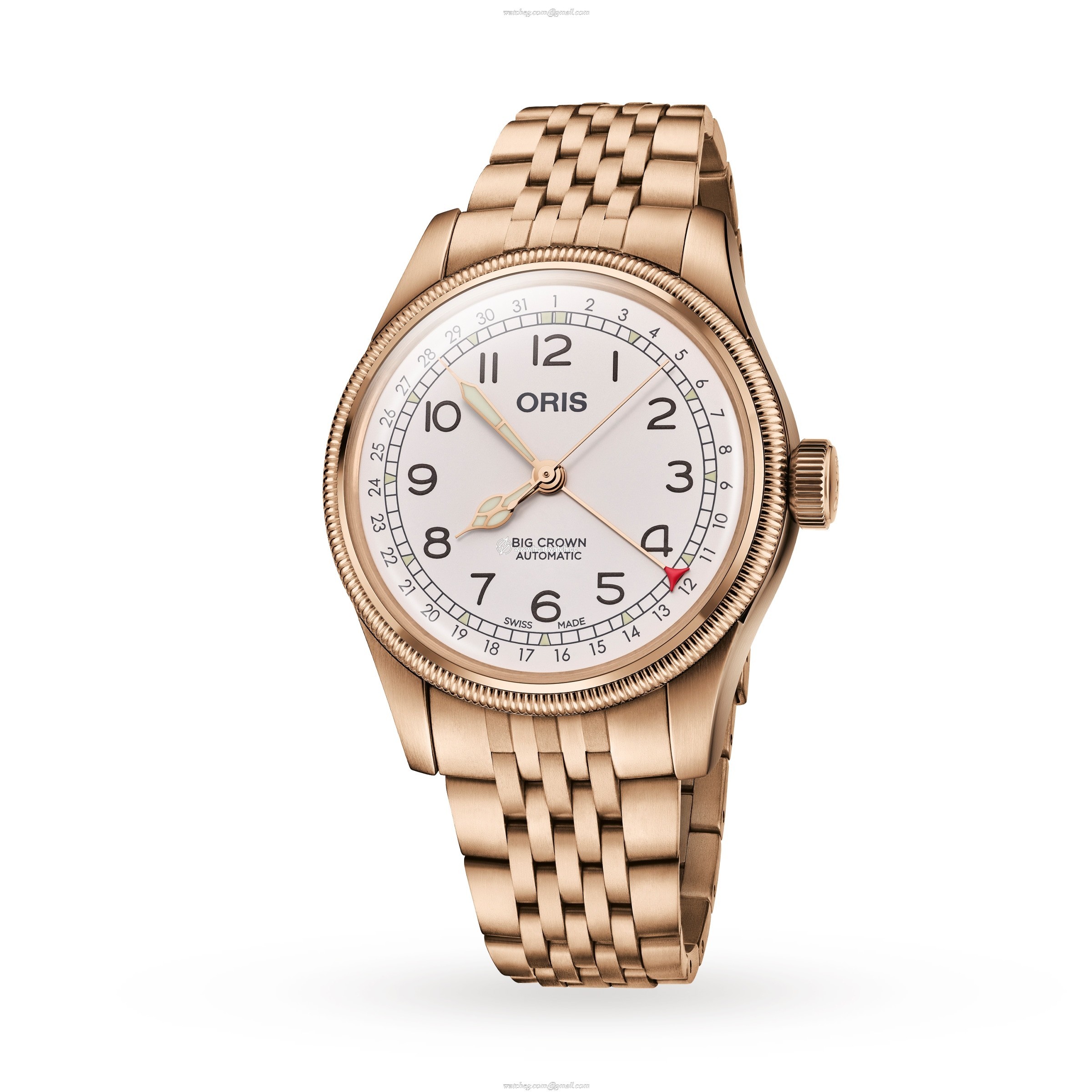 Oris Aviation Bronze Automatic Watch - 40mm White Dial - Leather Strap - Image 2