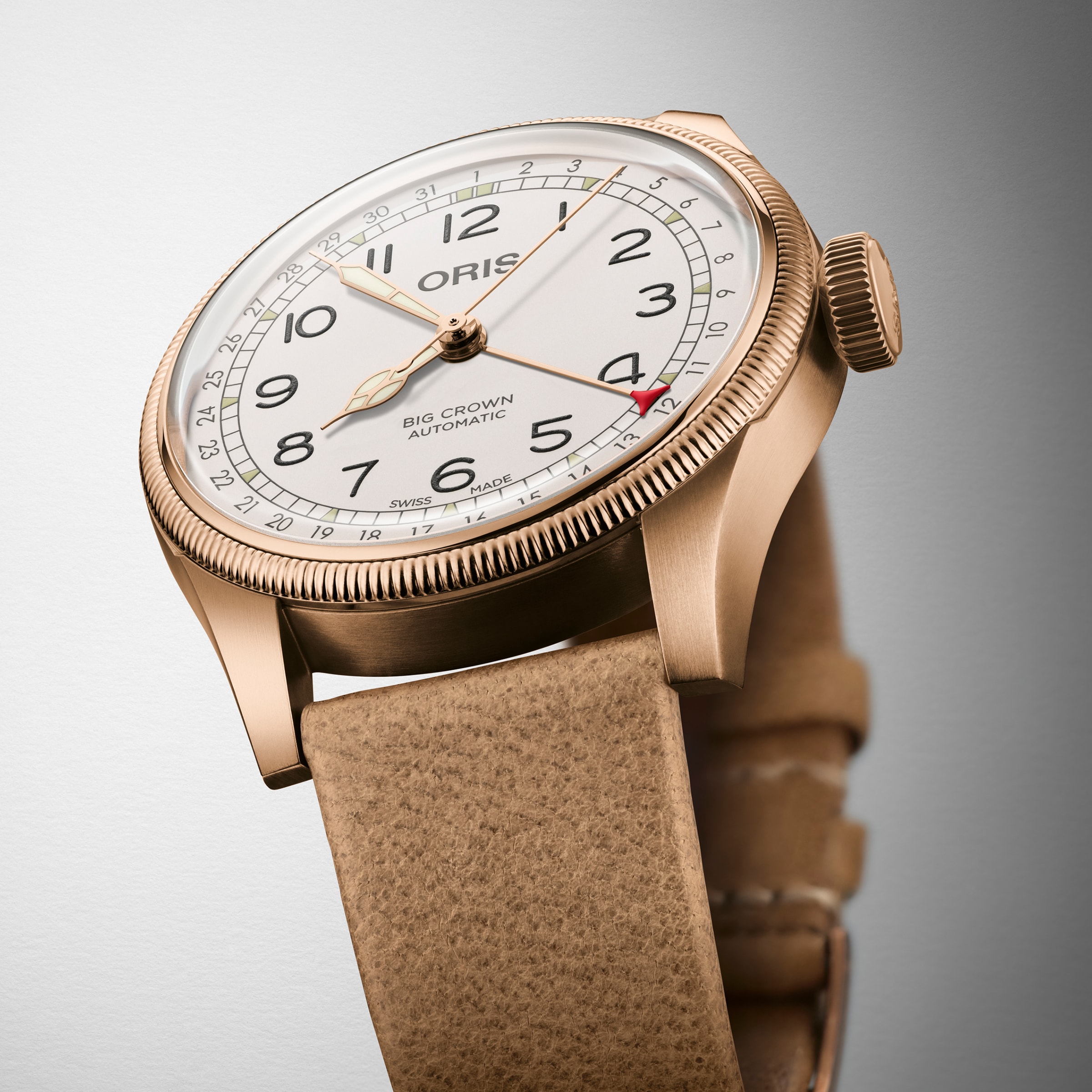 Oris Aviation Bronze Automatic Watch - 40mm White Dial - Leather Strap - Image 3