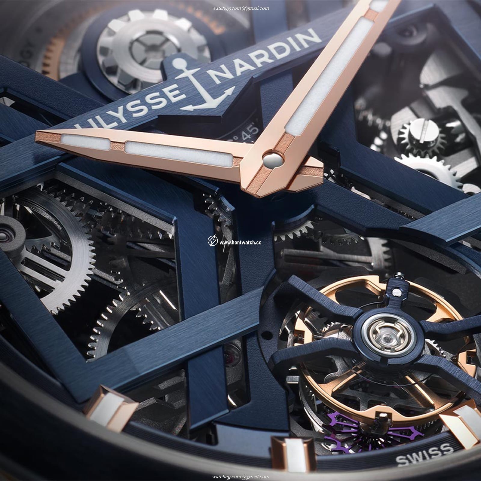 Ulysse Nardin Blast 18ct Rose Gold Automatic Watch - 45mm Blue Rubber Strap - Image 2