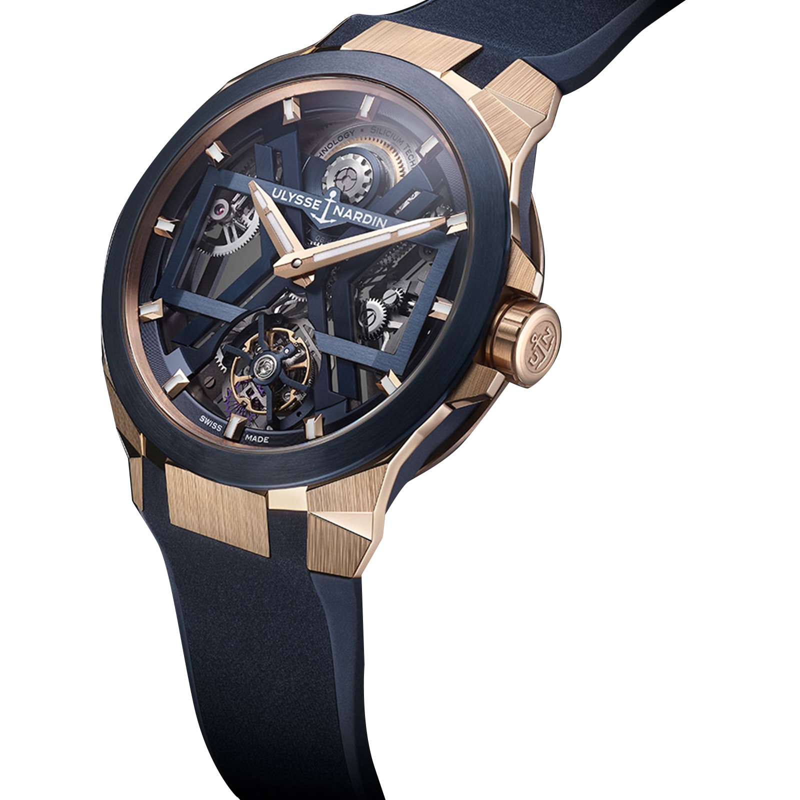 Ulysse Nardin Blast 18ct Rose Gold Automatic Watch - 45mm Blue Rubber Strap - Image 3