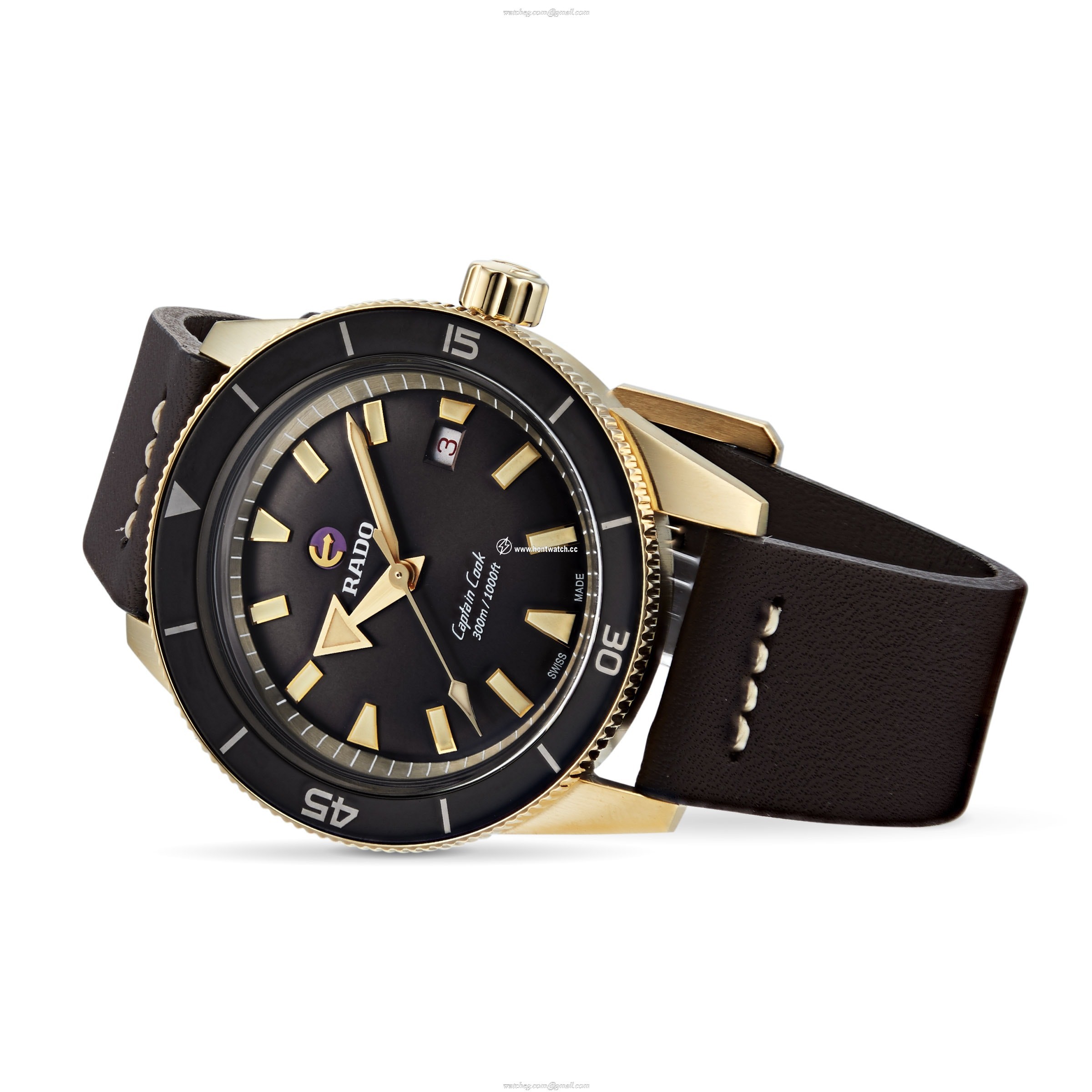 Rado Captain Cook Bronze Automatic Watch - 42mm Bronze Case & Leather Strap - Image 2