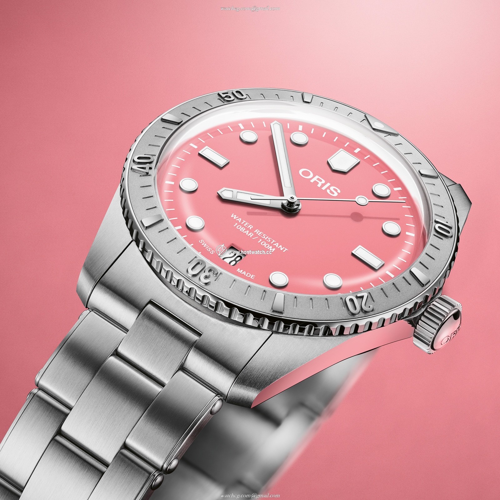 Oris Divers 01 733 7771 4058-07 | 38mm Stainless Steel Automatic Pink Dial - Image 2