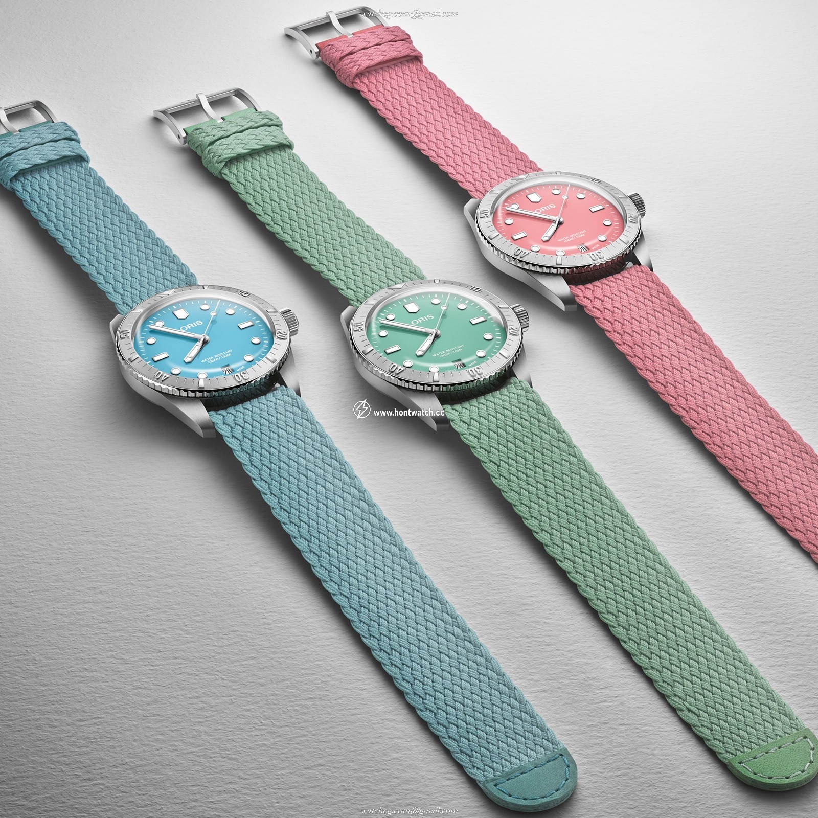 Oris Divers 38mm Automatic Pink Dial - Stainless Steel Fabric Strap - Image 2