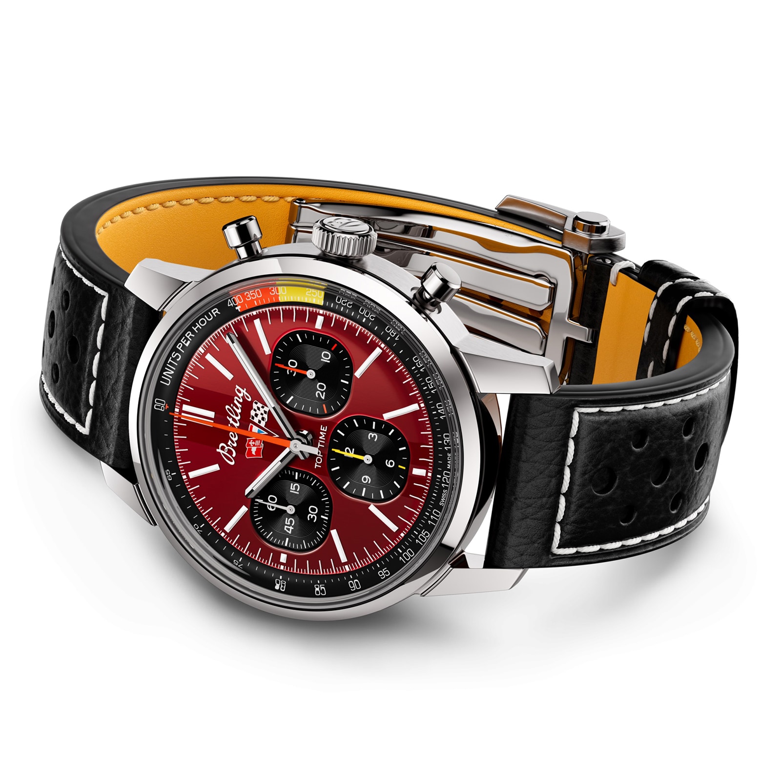 Breitling Top Time Automatic - 41mm Stainless Steel Red Dial Replica Watch - Image 4