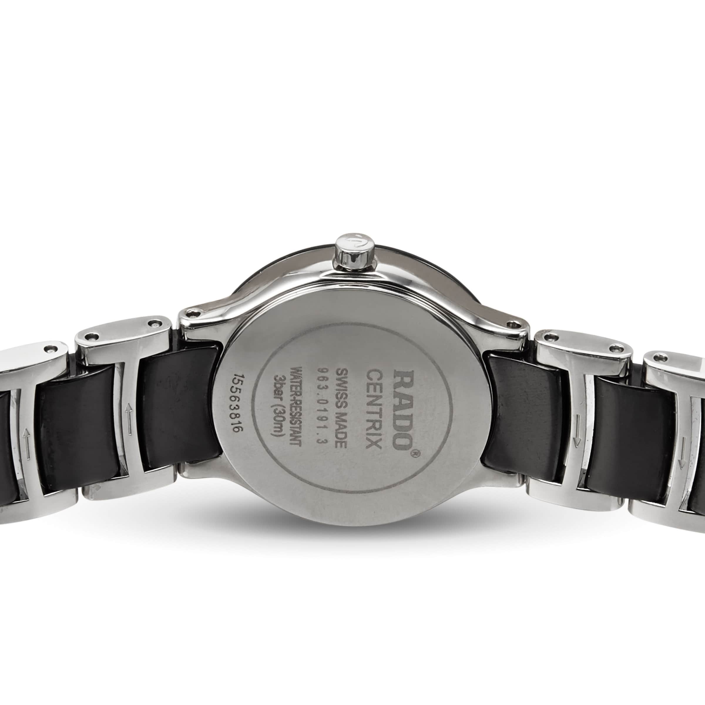 Rado Centrix Black Dial Diamond Watch | 23mm Stainless Steel & Ceramic - Image 4