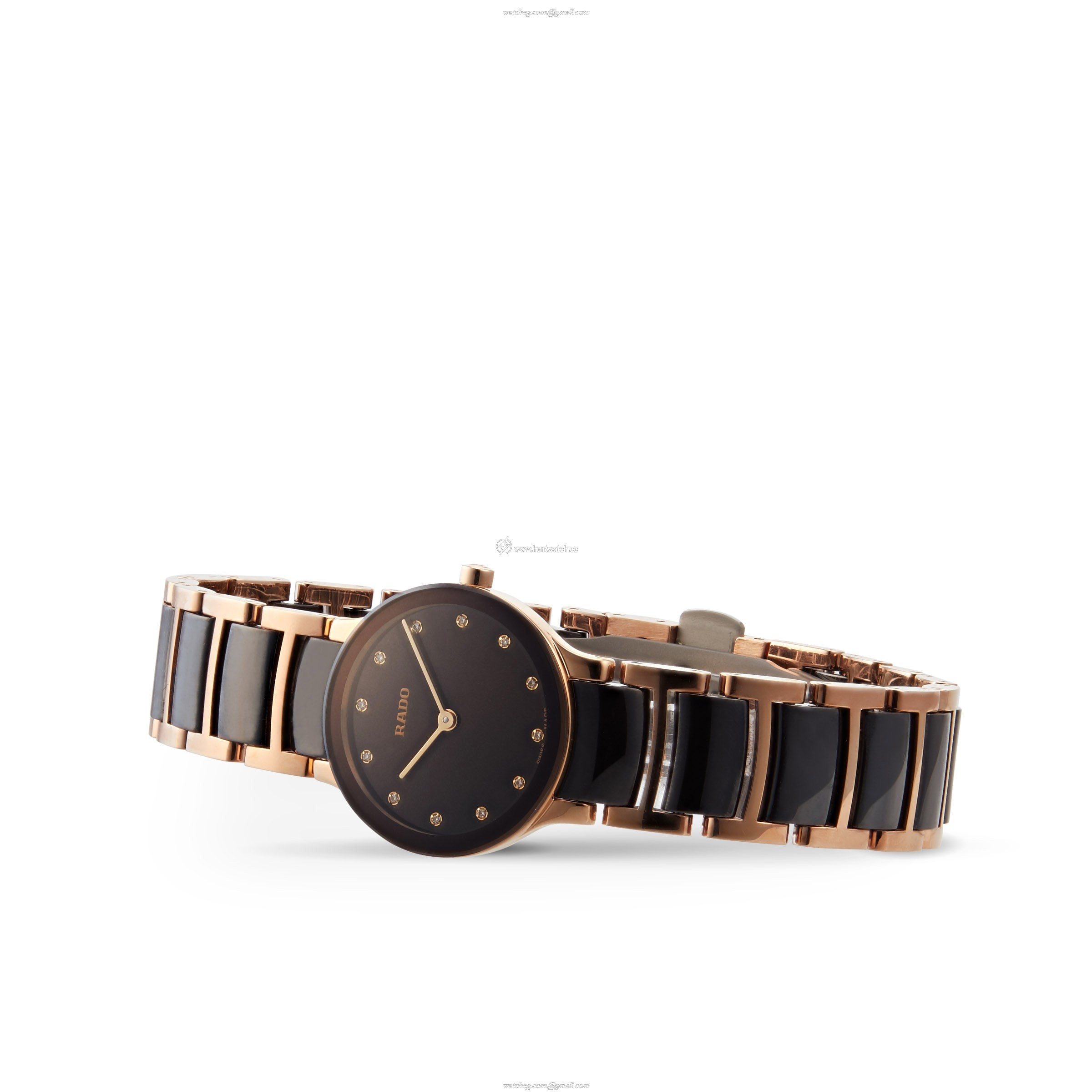 Rado Centrix Brown Dial Diamond Watch | Quartz | 23mm PVD & Ceramic - Image 2