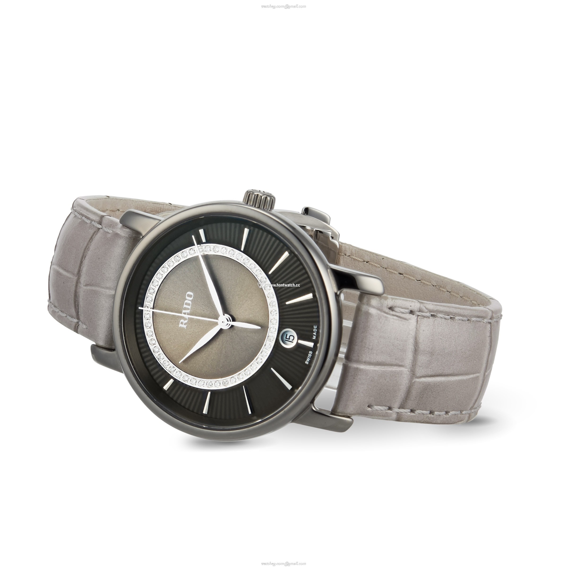 Rado DiaMaster Ceramic Watch - Quartz Silver Dial | 33mm Leather Strap - Image 2