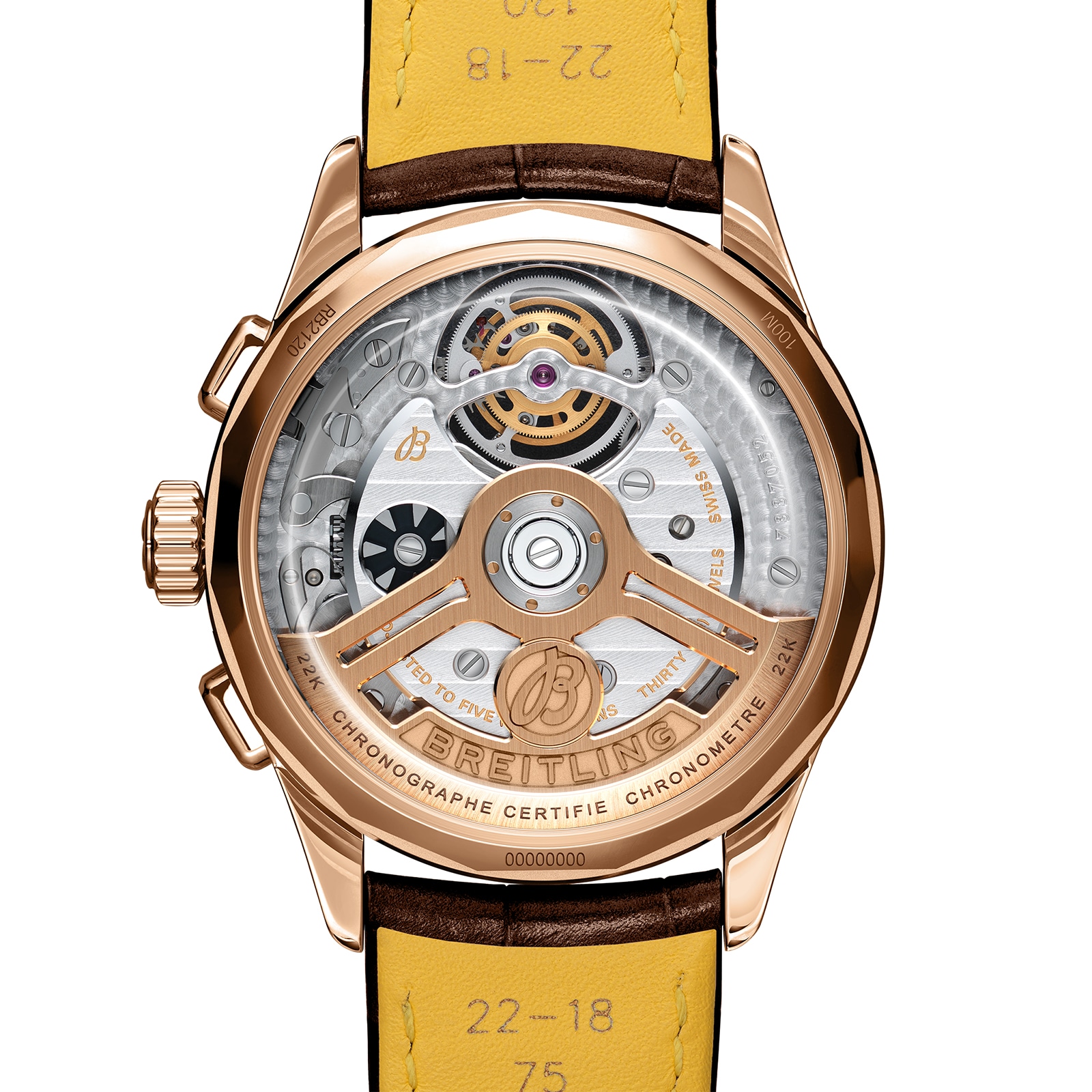 Breitling Premier 18ct Red Gold Automatic Cream Dial Replica Watch | 42mm - Image 4