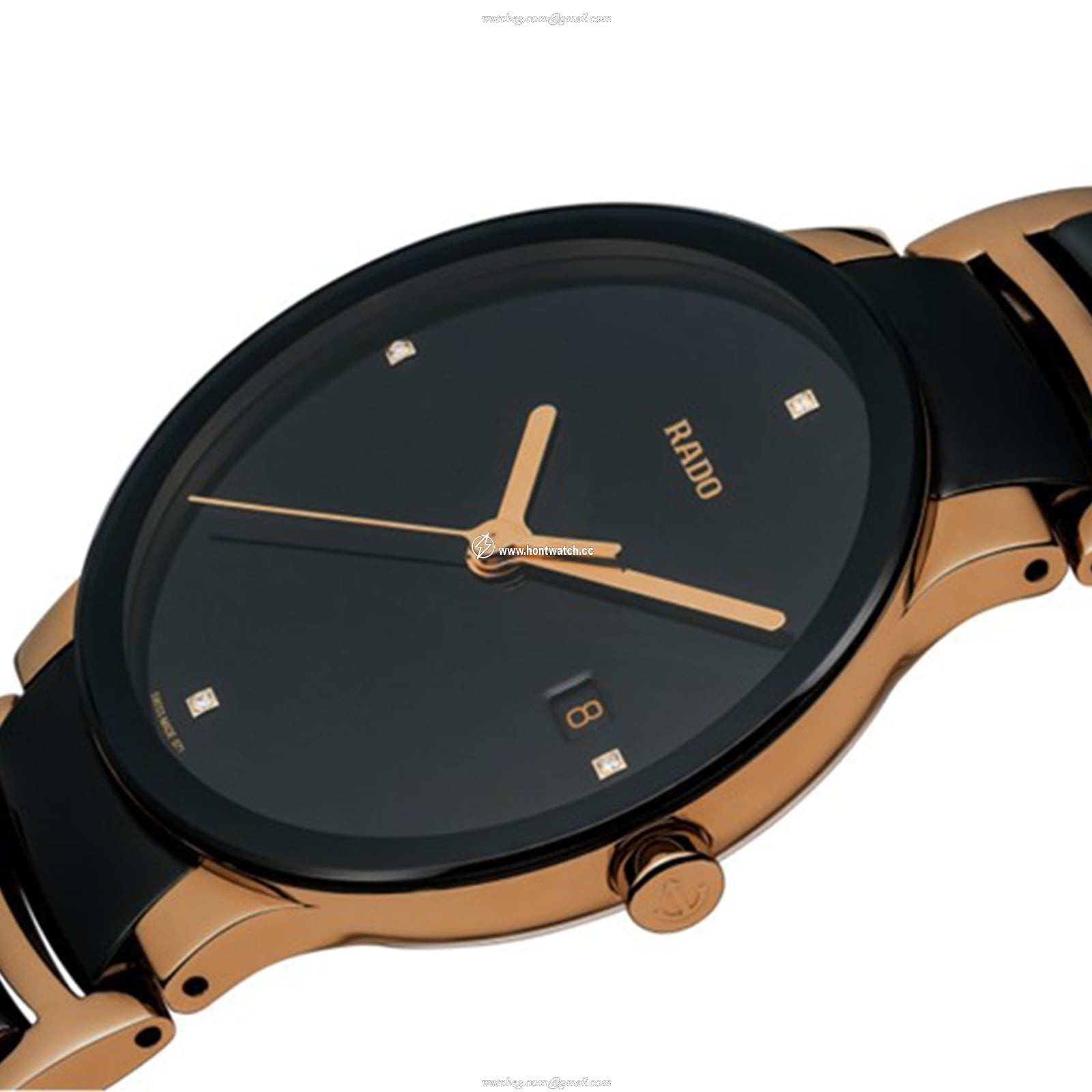 Rado Centrix R30554712 - Black Ceramic Quartz Watch - 38mm Diamond Dial - Image 2