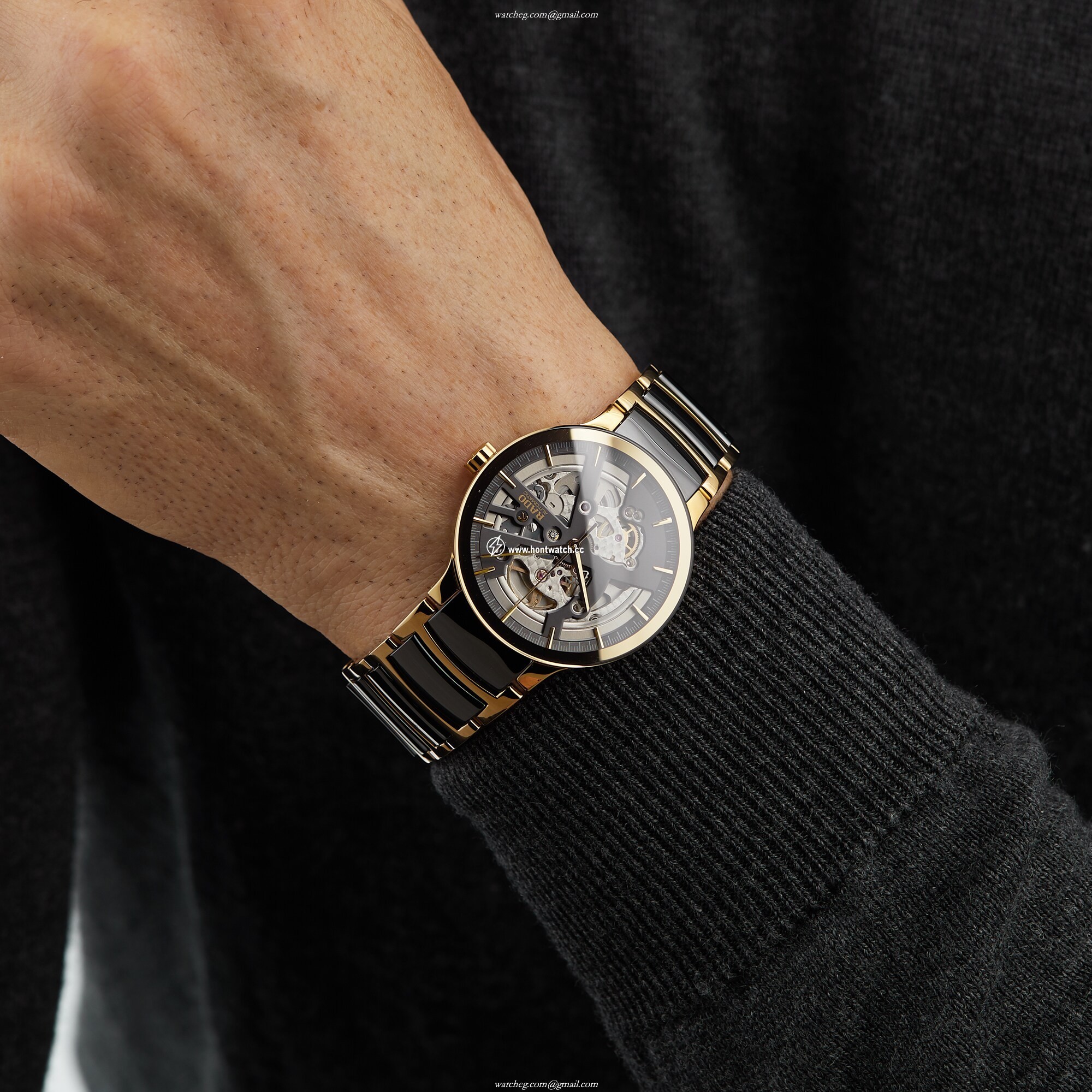 Rado Centrix R30180162 Automatic Skeleton Watch - 42mm PVD Gold - Image 2