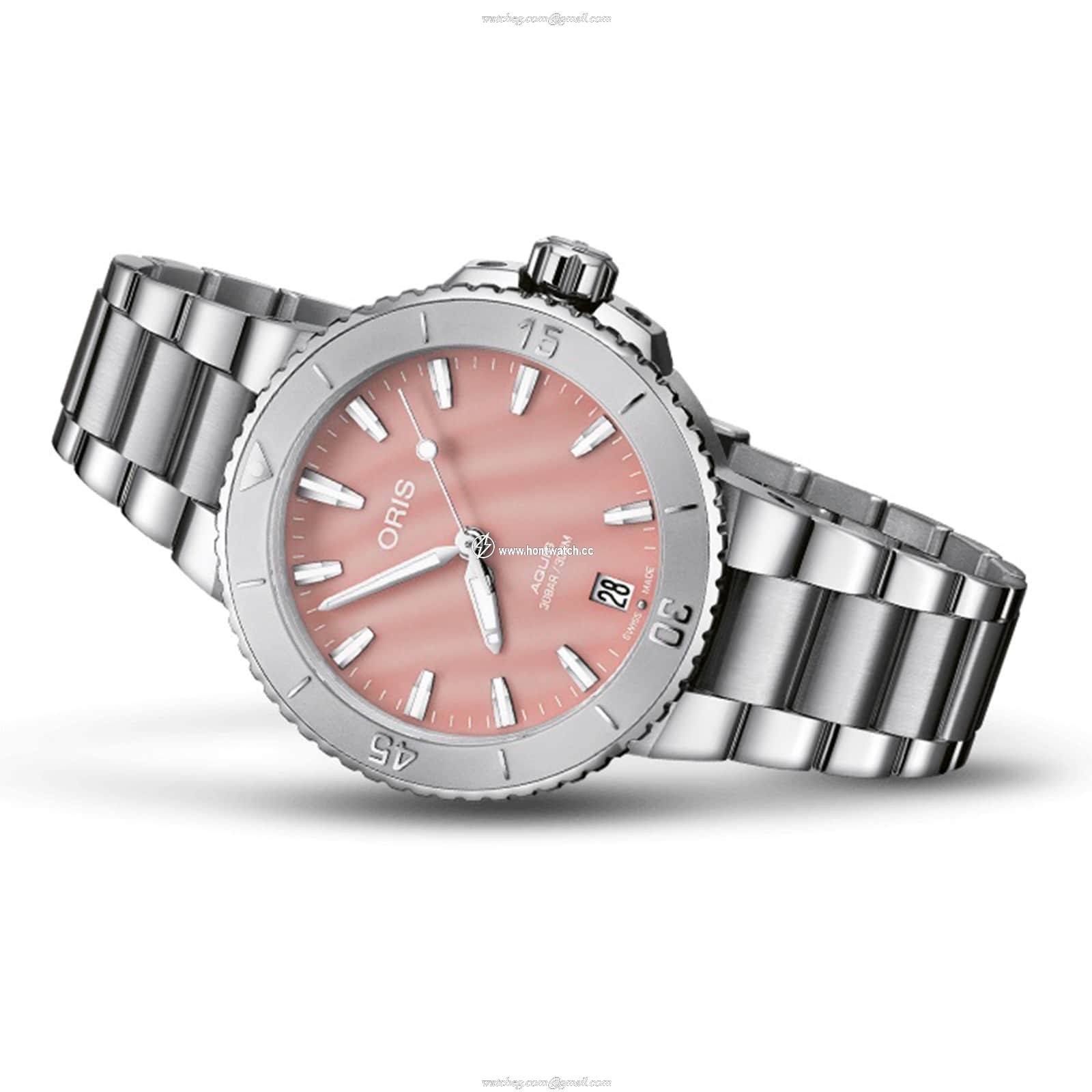 Oris Aquis Automatic Pink Dial - Stainless Steel - 36.5mm - 300M Water Resistant - Image 2