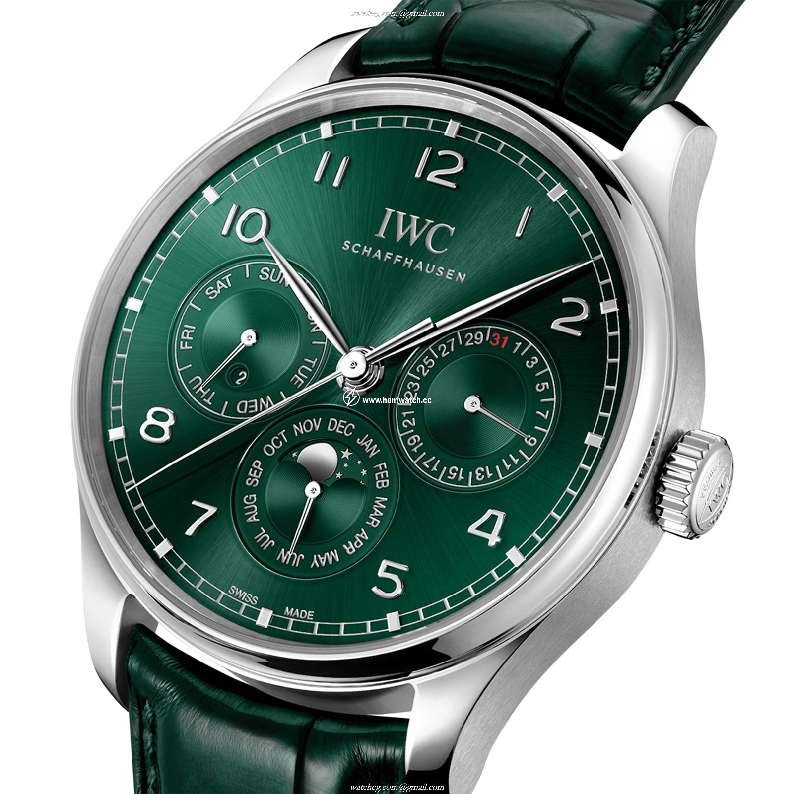 IWC Portugieser IW344207 Automatic - 42mm Stainless Steel Green Dial Watch - Image 2