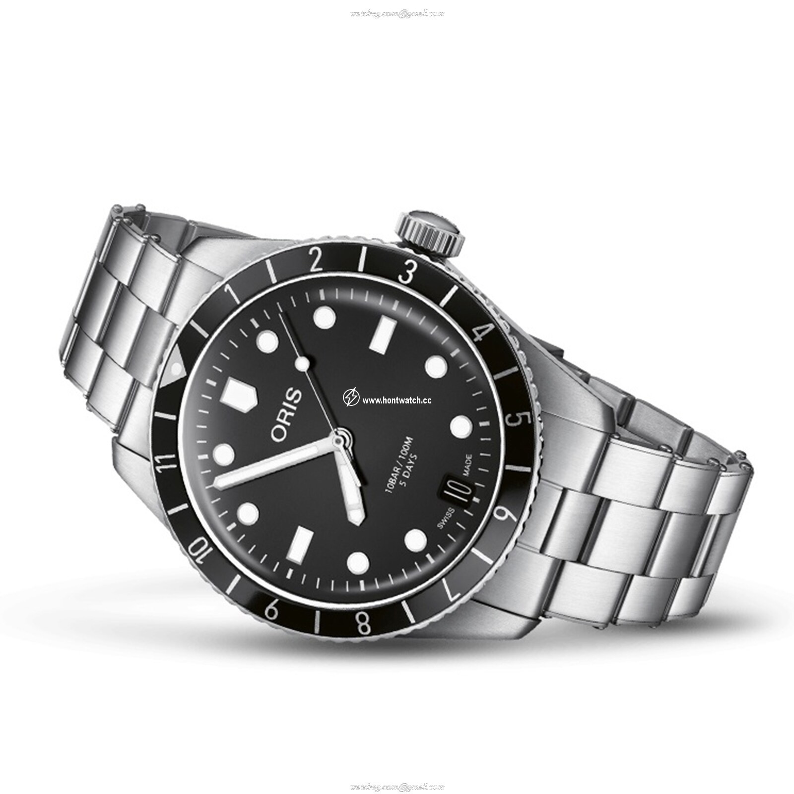 Oris Divers Automatic Watch - 40mm Stainless Steel Black Dial - 100M Water Resistant - Image 2