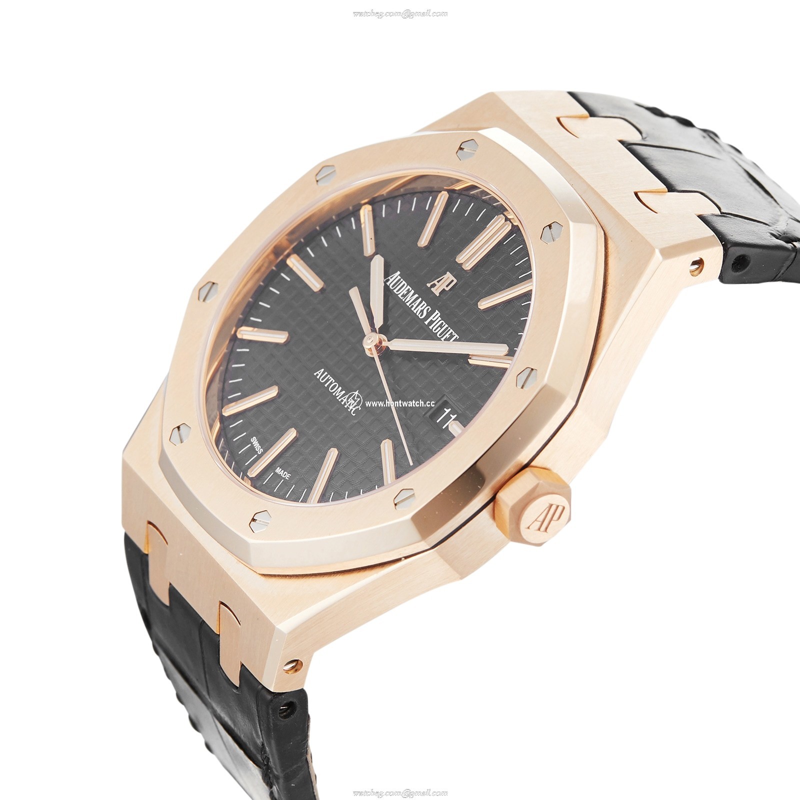 Audemars Piguet Royal Oak 41mm Rose Gold Automatic Watch - Black Dial - Image 2