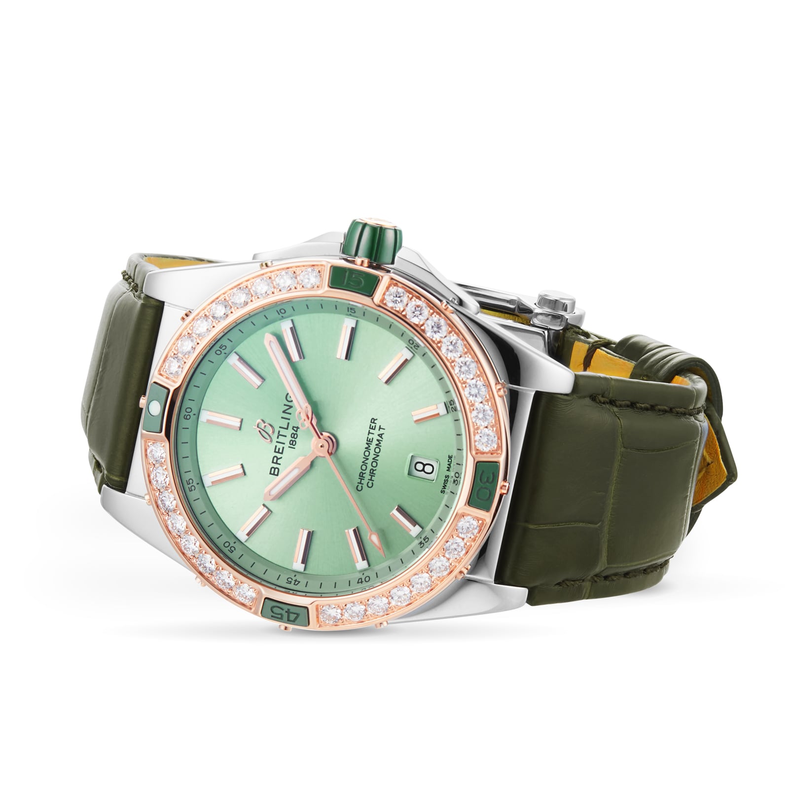 Breitling Chronomat 38mm Automatic Green Dial - Stainless Steel & Rose Gold - Image 3