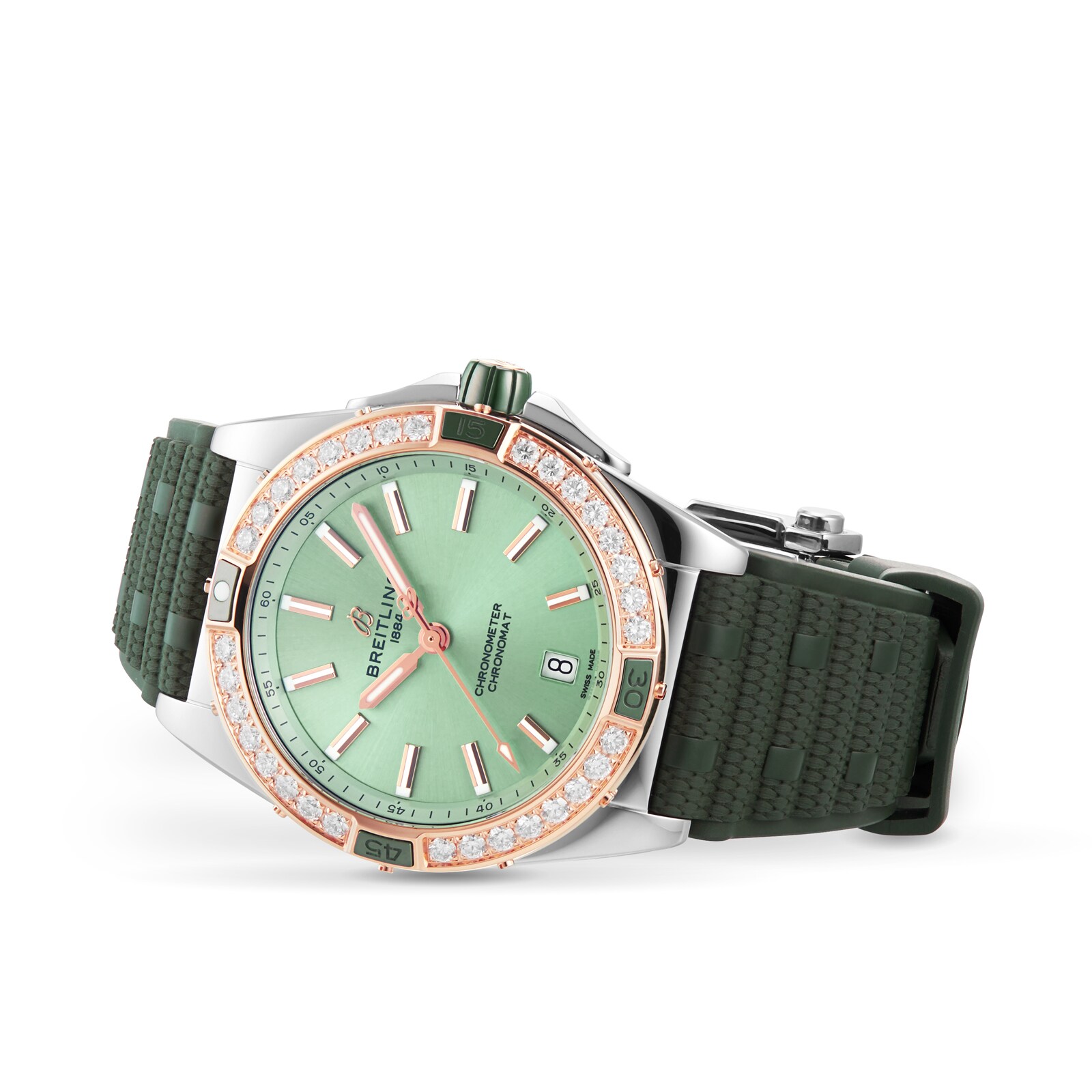 Breitling Chronomat 38mm Green Dial - Stainless Steel & Rose Gold Automatic - Image 3