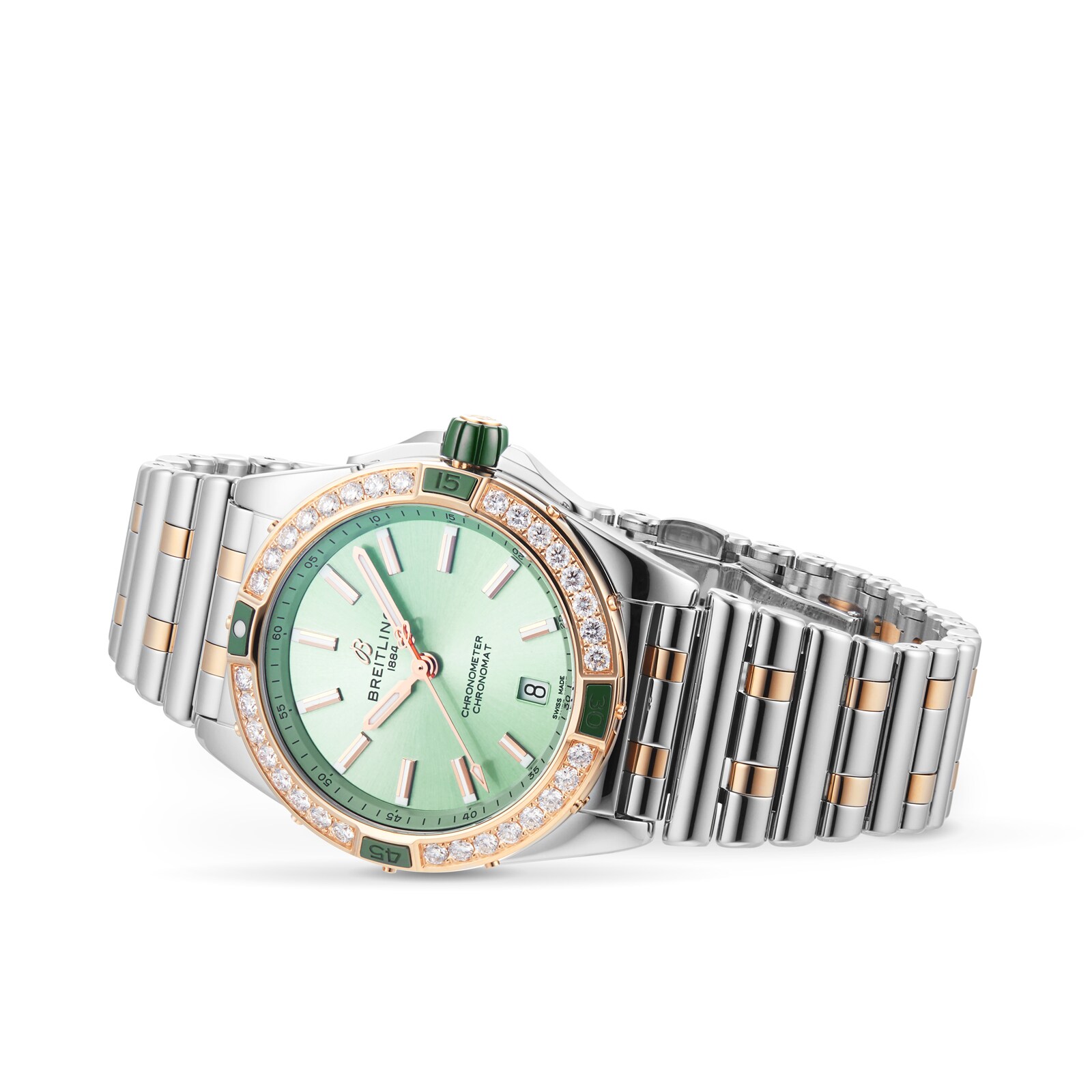 Breitling Chronomat 38mm Green Dial - Automatic - Stainless Steel & Rose Gold - Image 3
