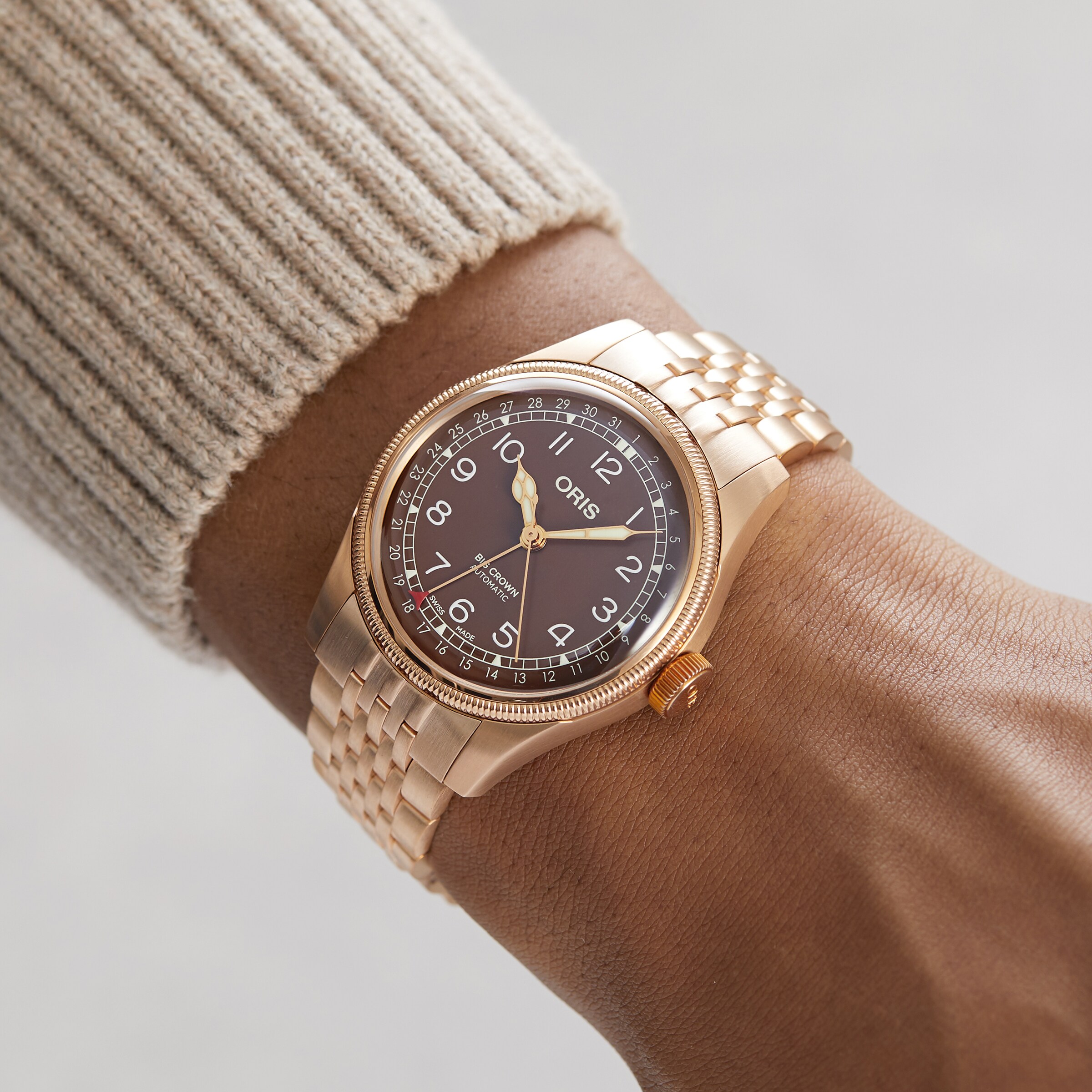 Oris Big Crown Bronze Automatic Watch - 40mm Brown Dial - Replica - Image 3