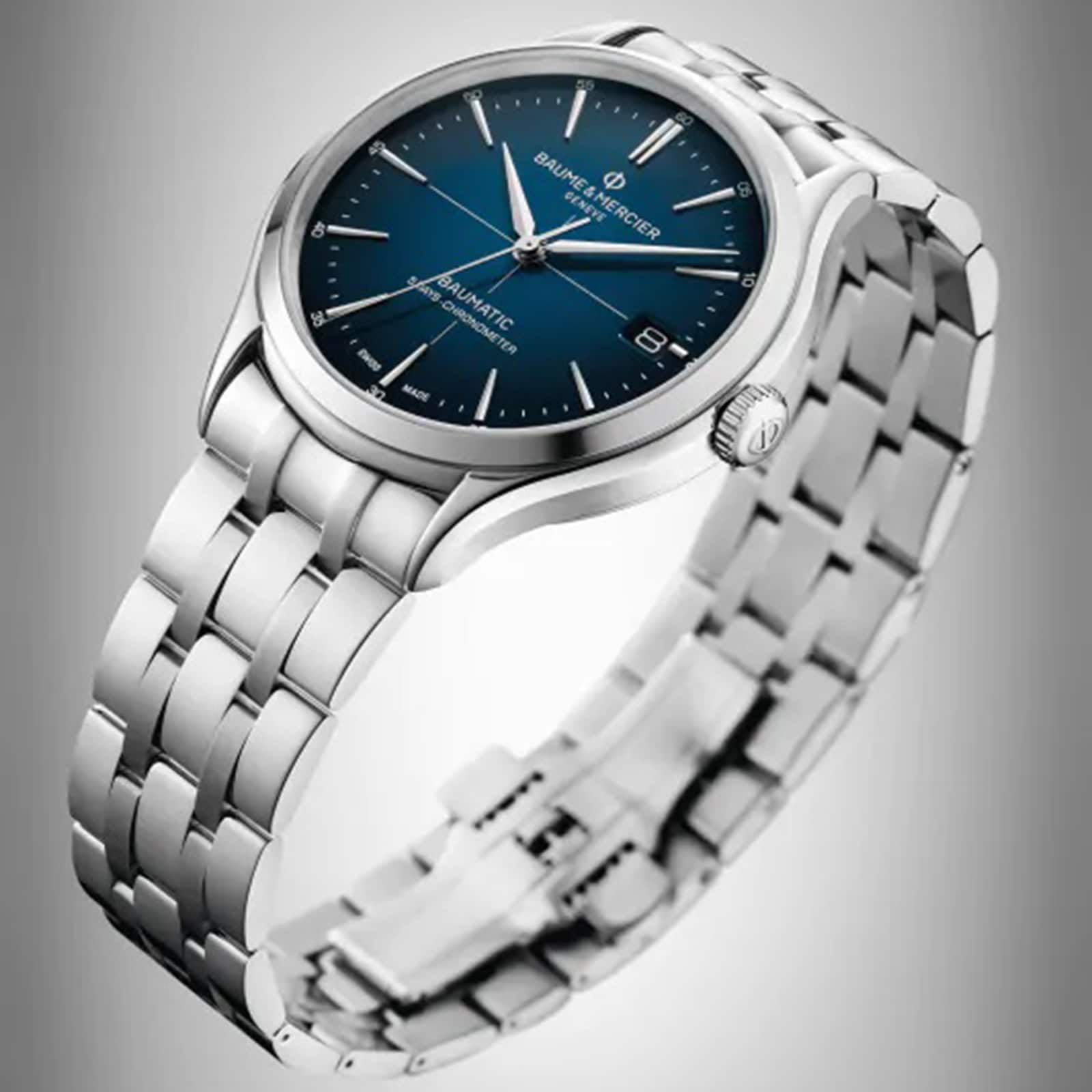 Baume & Mercier Clifton Baumatic Automatic Blue Dial Watch - 40mm Stainless Steel - Image 3