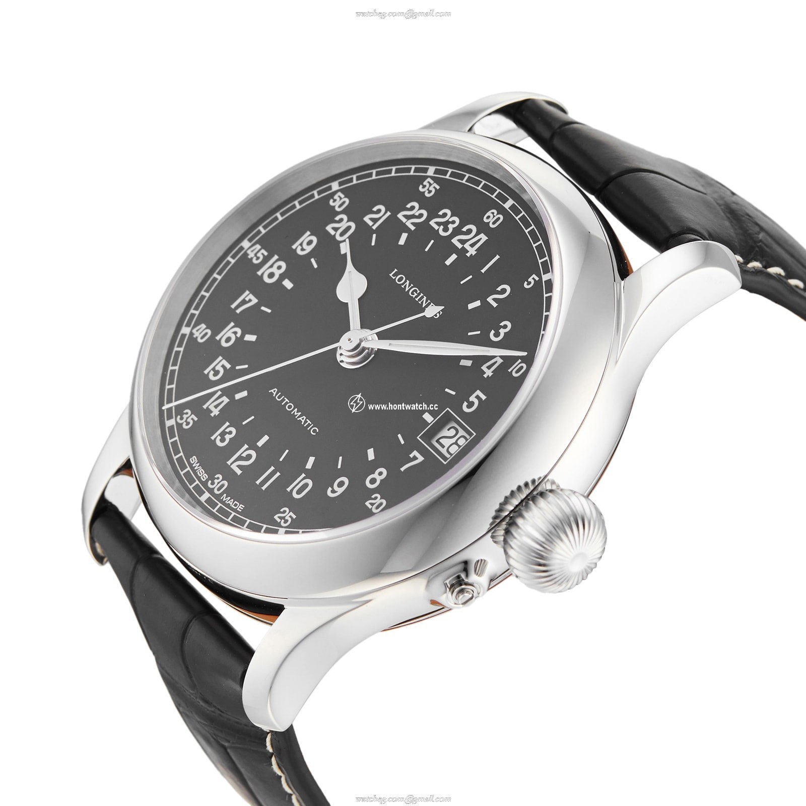 Longines L2.751.4.53.4 Automatic Watch - Black Dial - 48mm Stainless Steel - Image 2