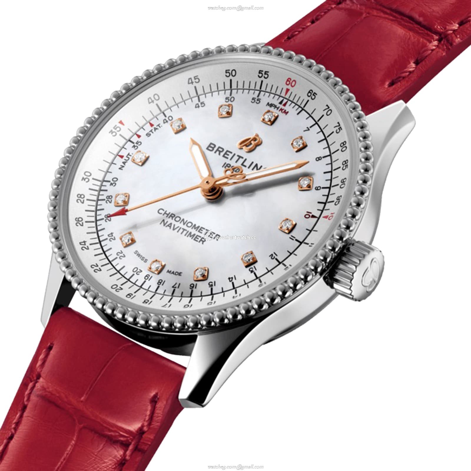 Breitling Navitimer 35mm Automatic White Dial - Stainless Steel Diamond Watch - Image 2