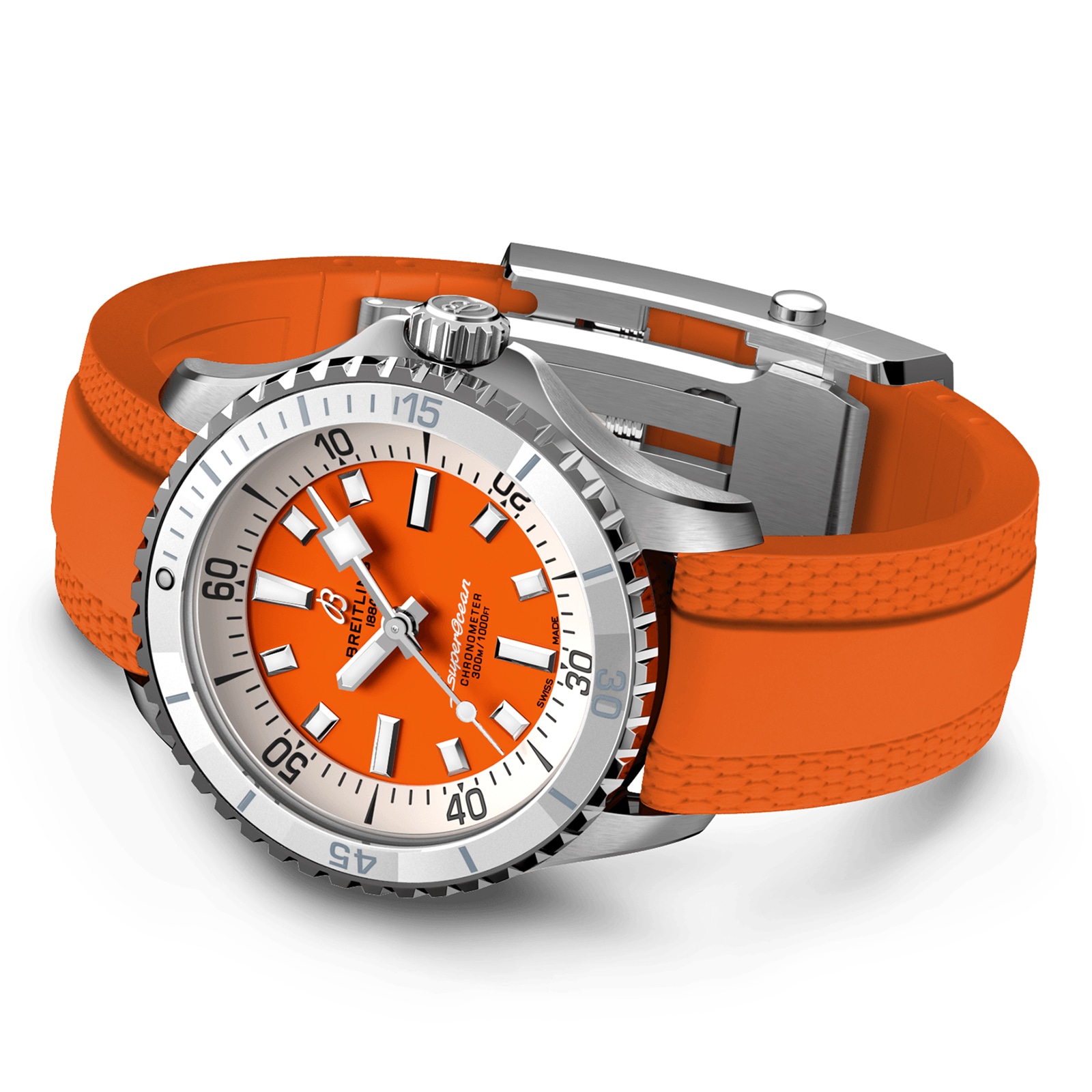 Breitling Superocean 36mm Automatic Orange Dial - Stainless Steel Watch - Image 4
