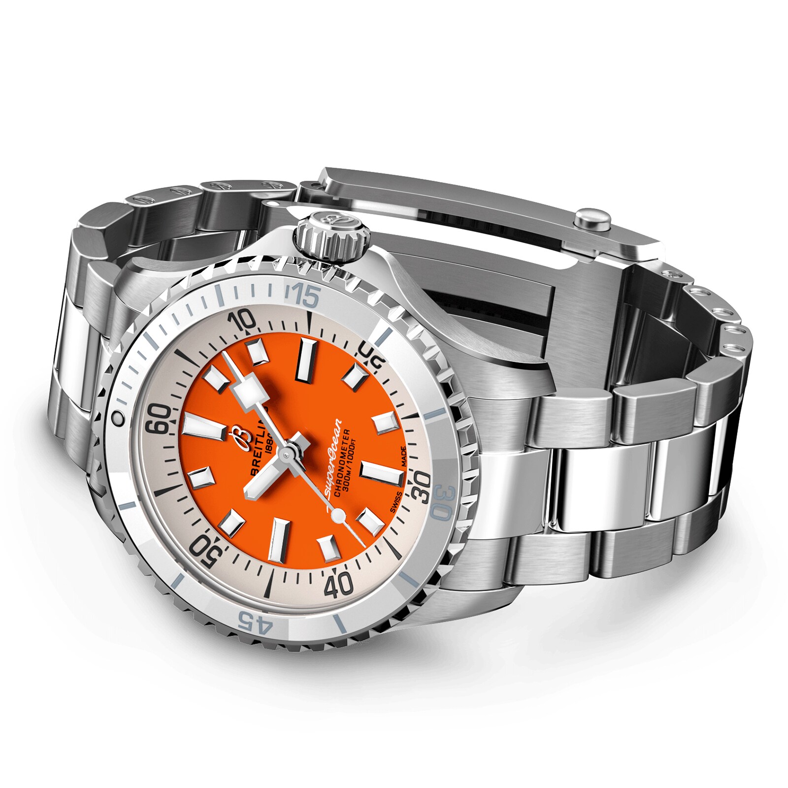 Breitling Superocean 36mm Automatic Orange Dial - Stainless Steel Watch - Image 4