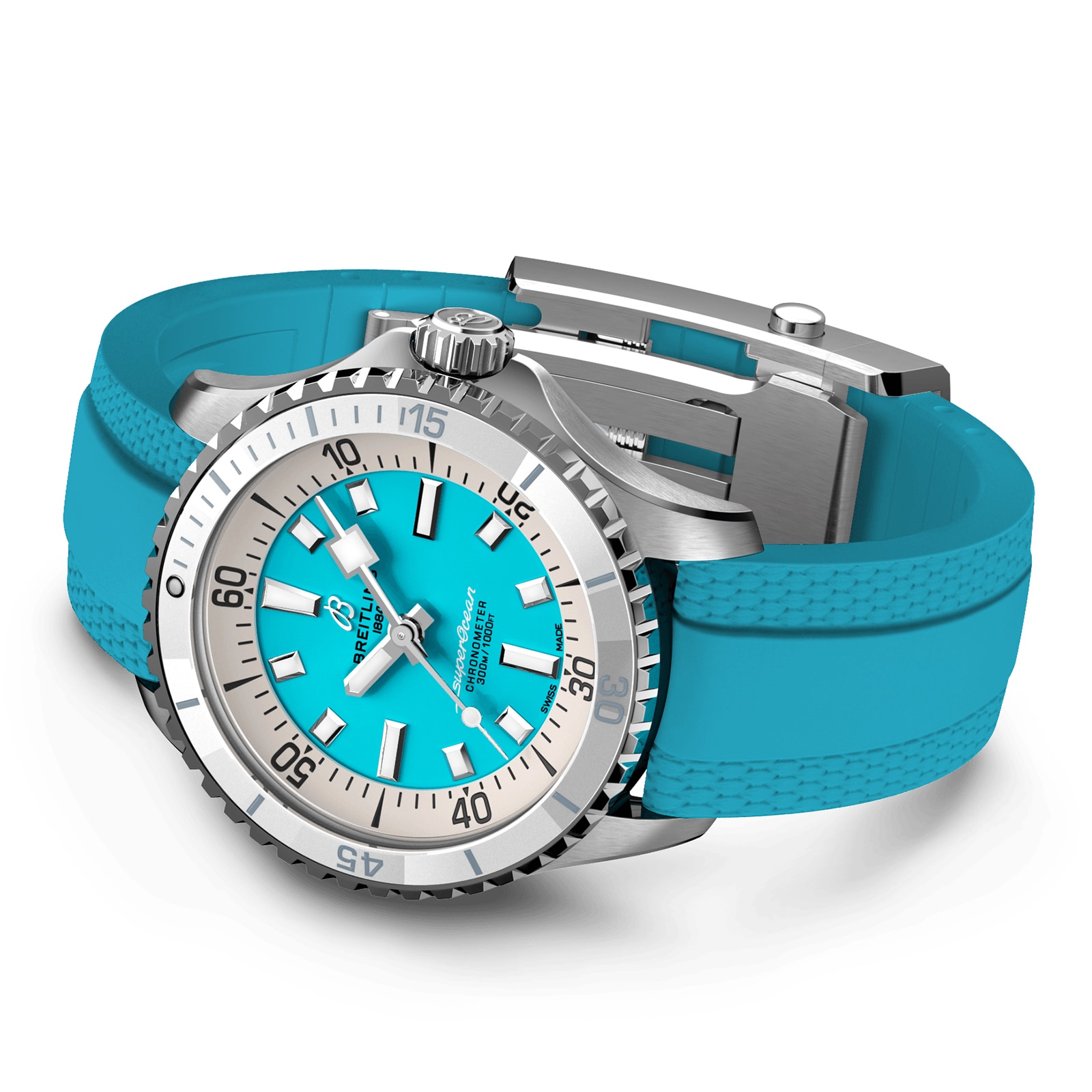 Breitling Superocean 36mm Automatic Turquoise Watch - Stainless Steel - Image 4