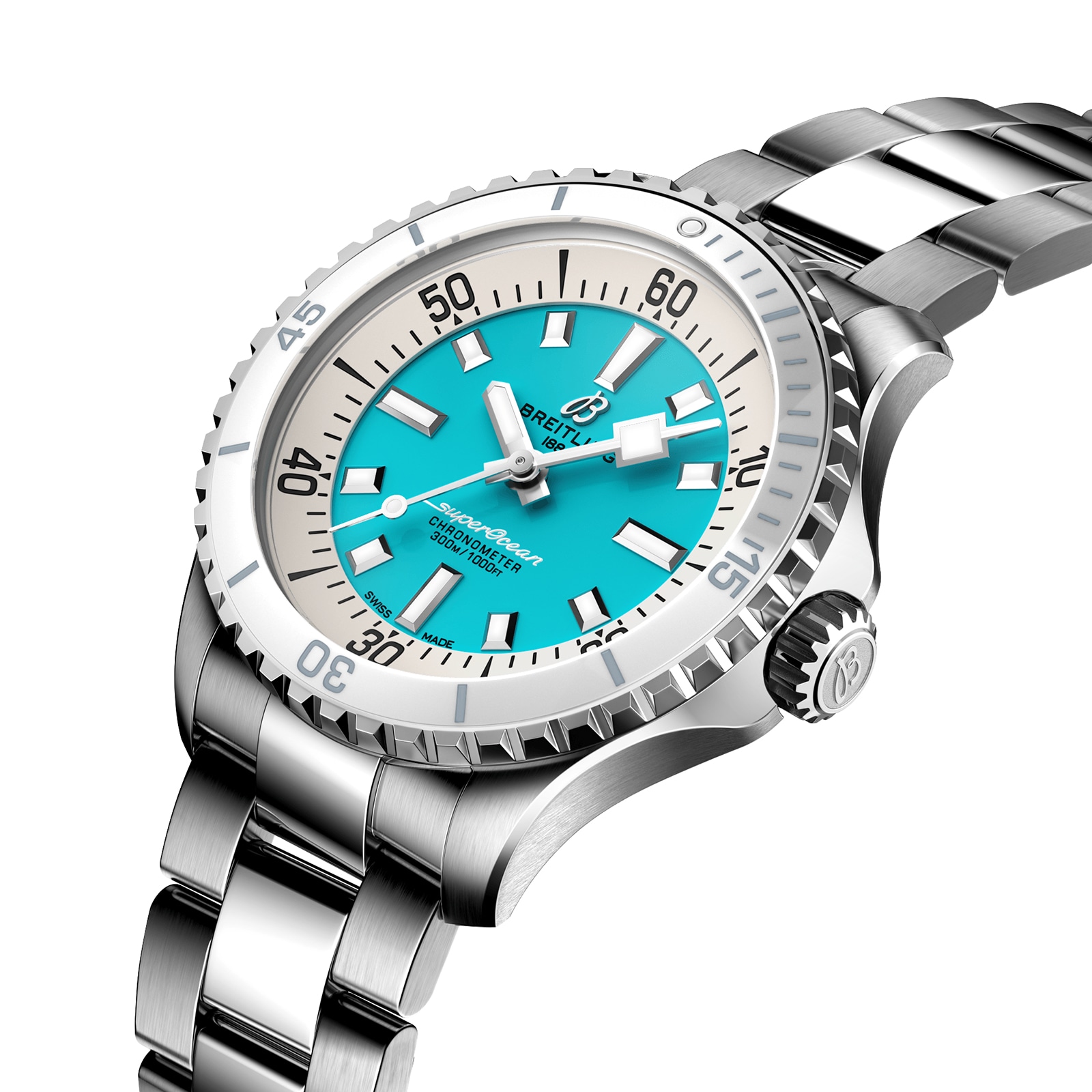 Breitling Superocean Automatic 36mm Turquoise Dial - Stainless Steel Watch - Image 3