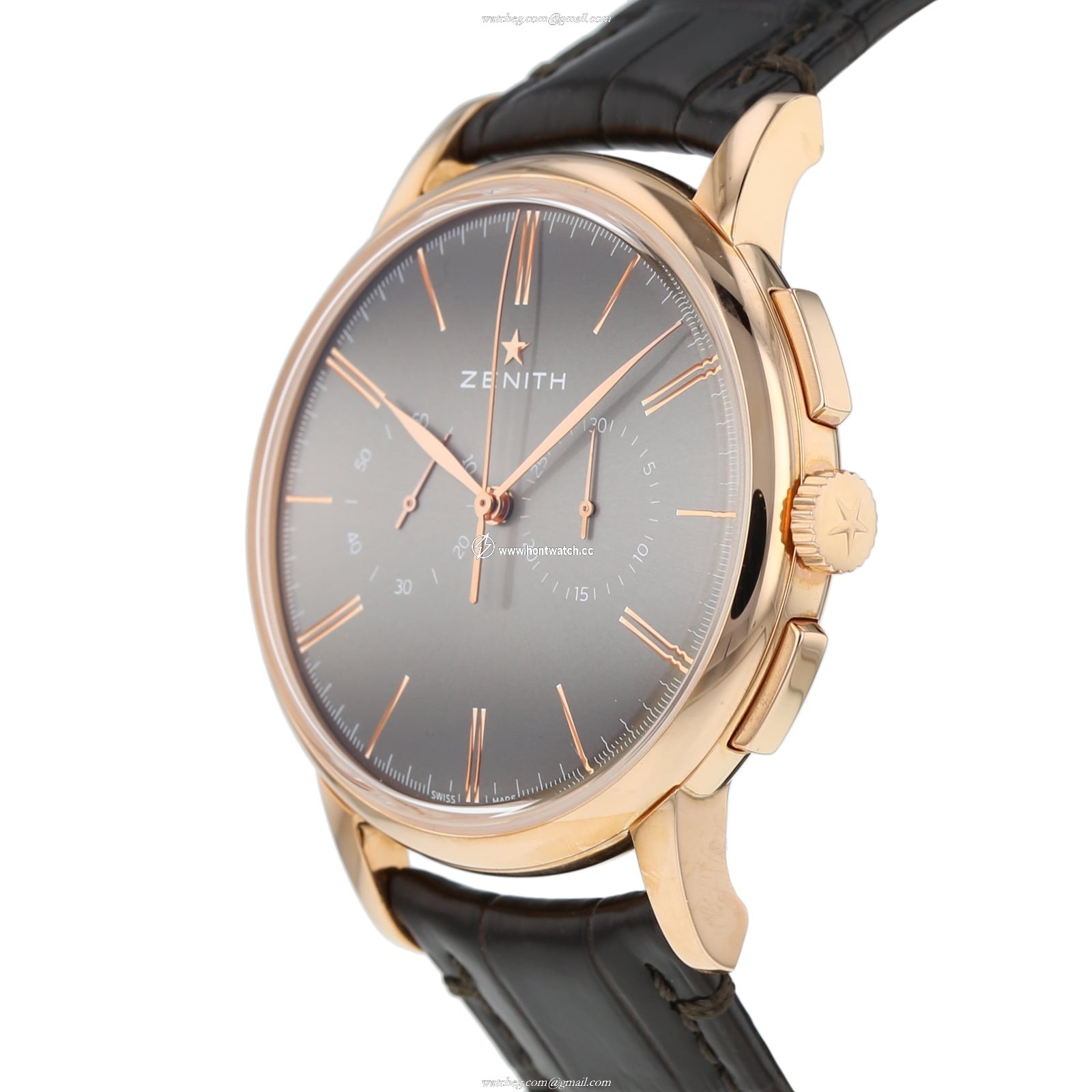 Pre-Owned Zenith Elite 42mm Rose Gold Automatic Grey Watch - Image 2