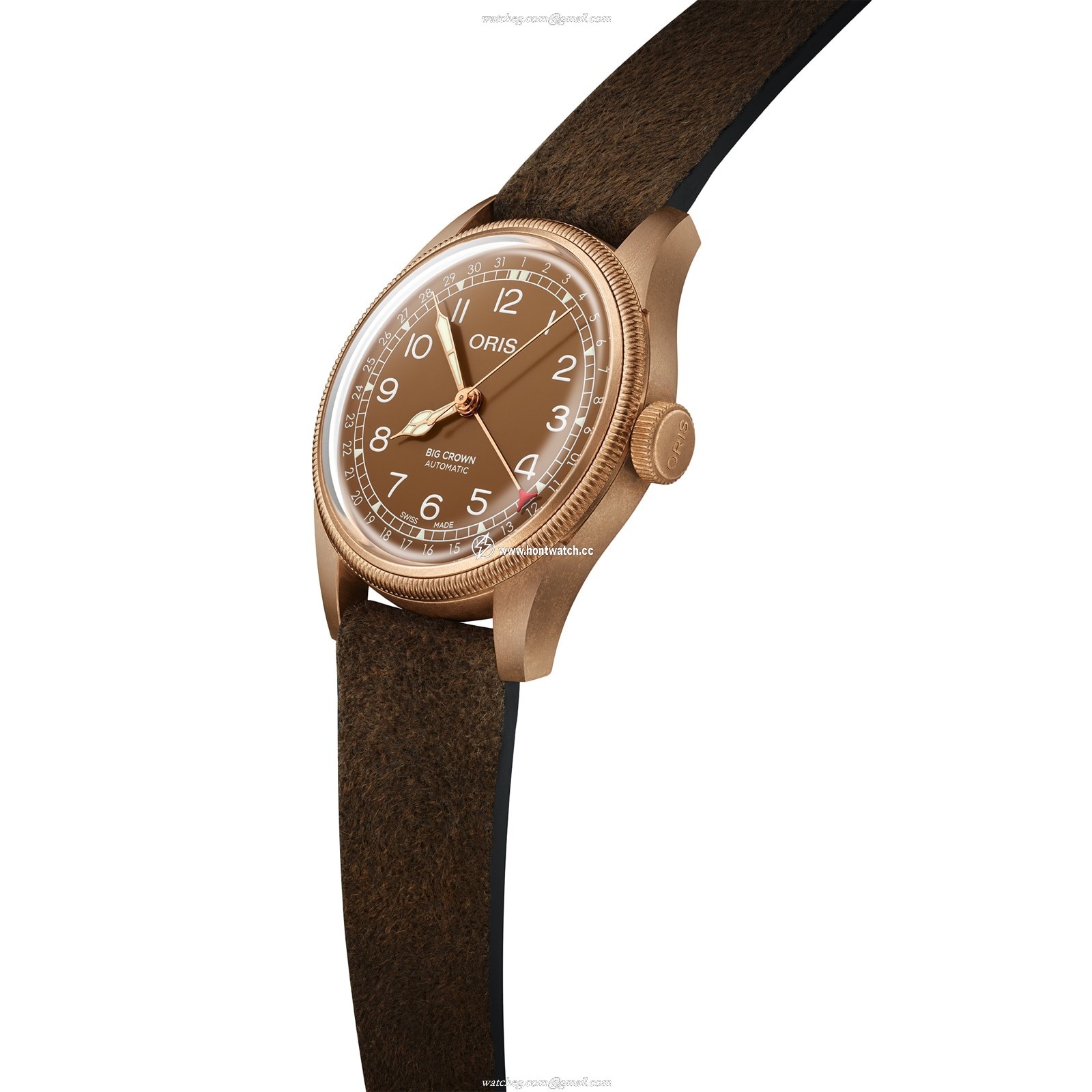 Oris Aviation Bronze Automatic Watch - 40mm Brown Dial & Leather Strap - Image 2