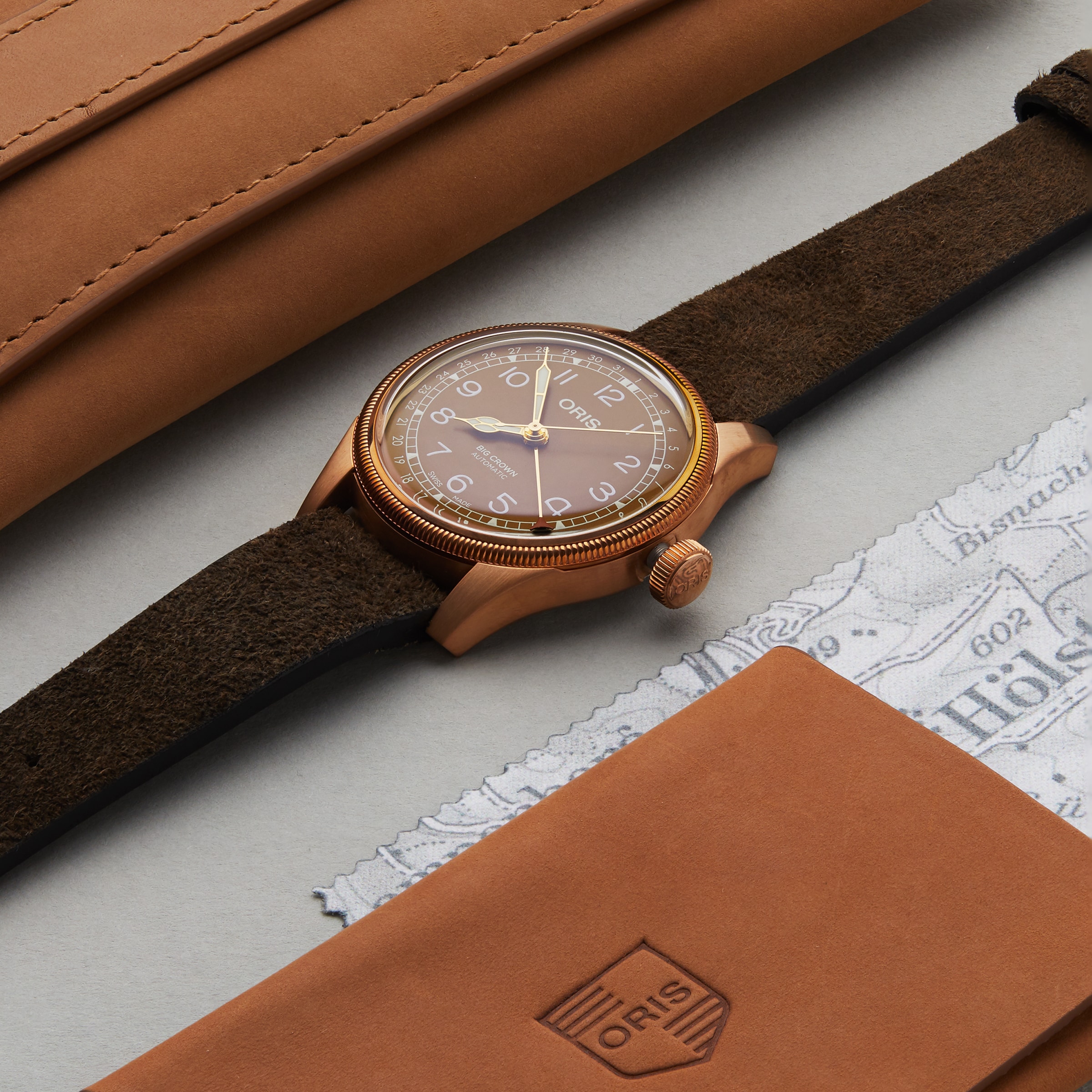 Oris Aviation Bronze Automatic Watch - 40mm Brown Dial & Leather Strap - Image 3