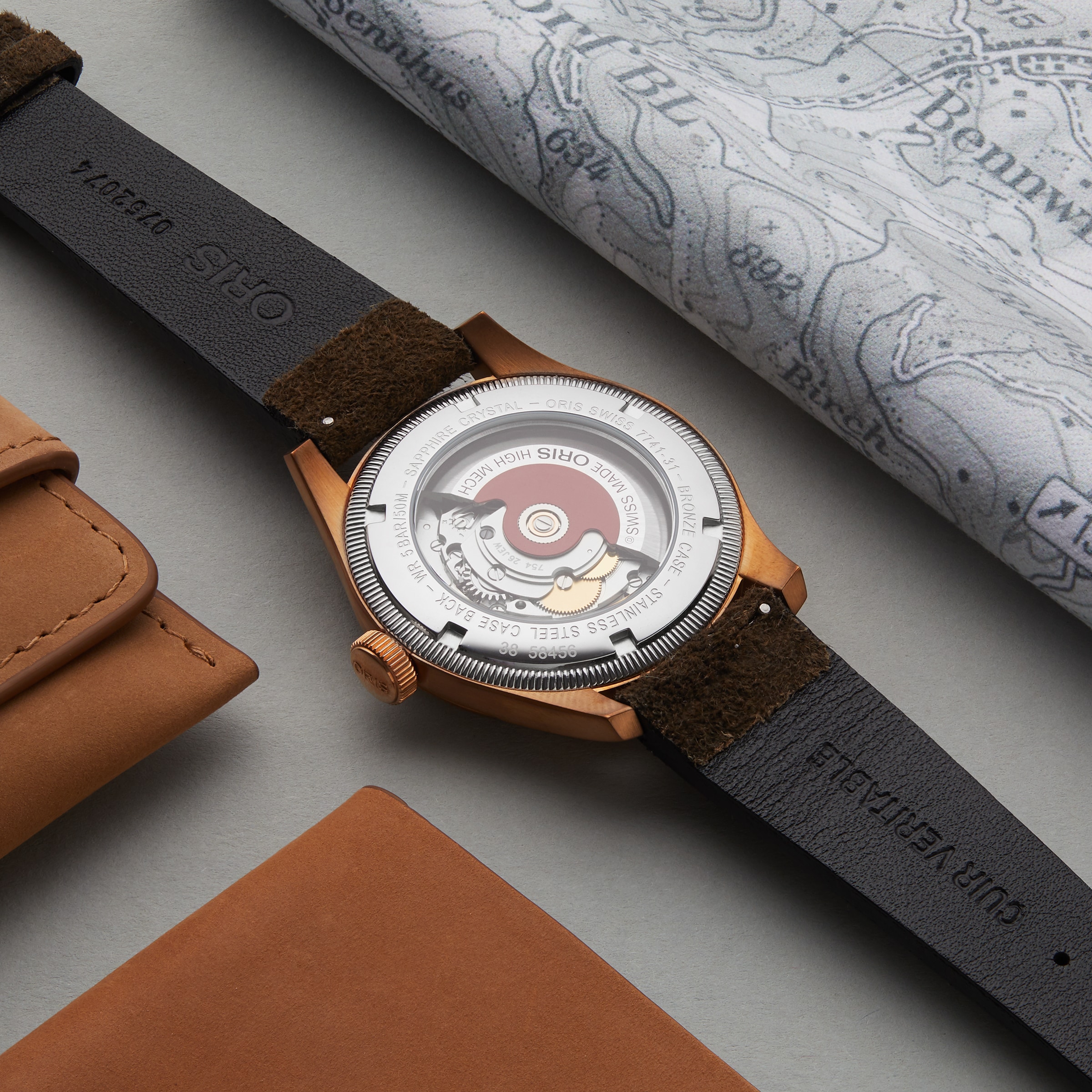 Oris Aviation Bronze Automatic Watch - 40mm Brown Dial & Leather Strap - Image 4